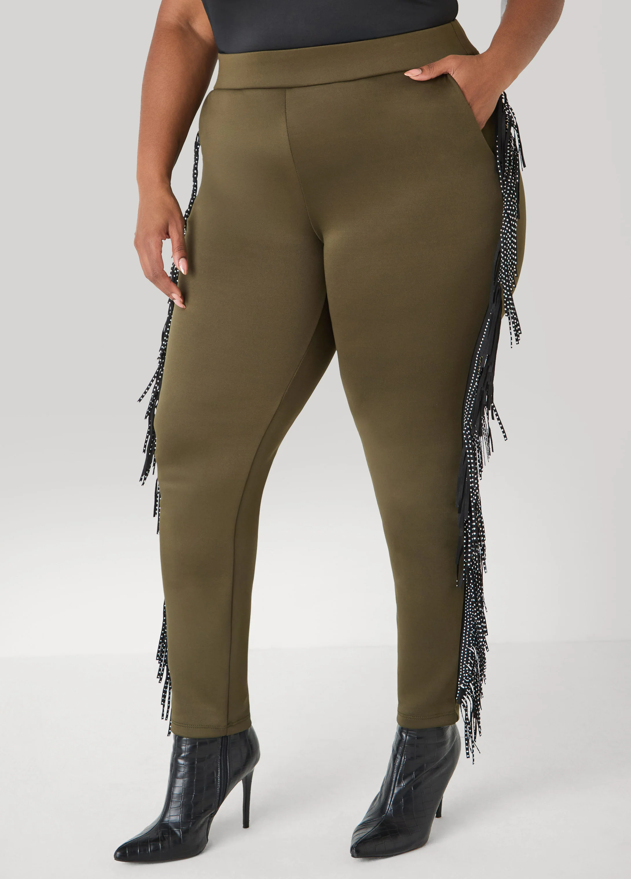 Studded Fringed Track Pants - Image 4