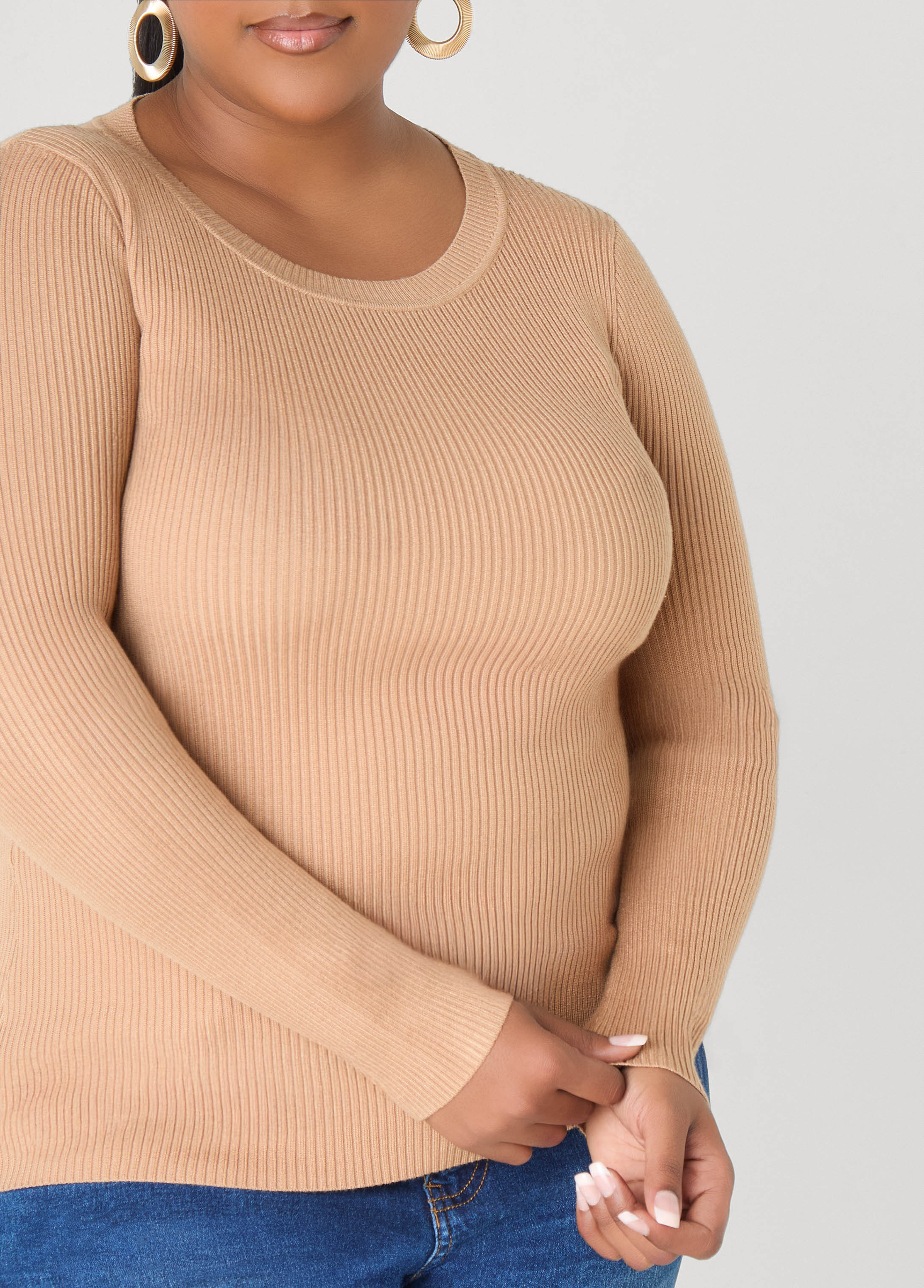 Ribbed Knit Crewneck Sweater - Image 4