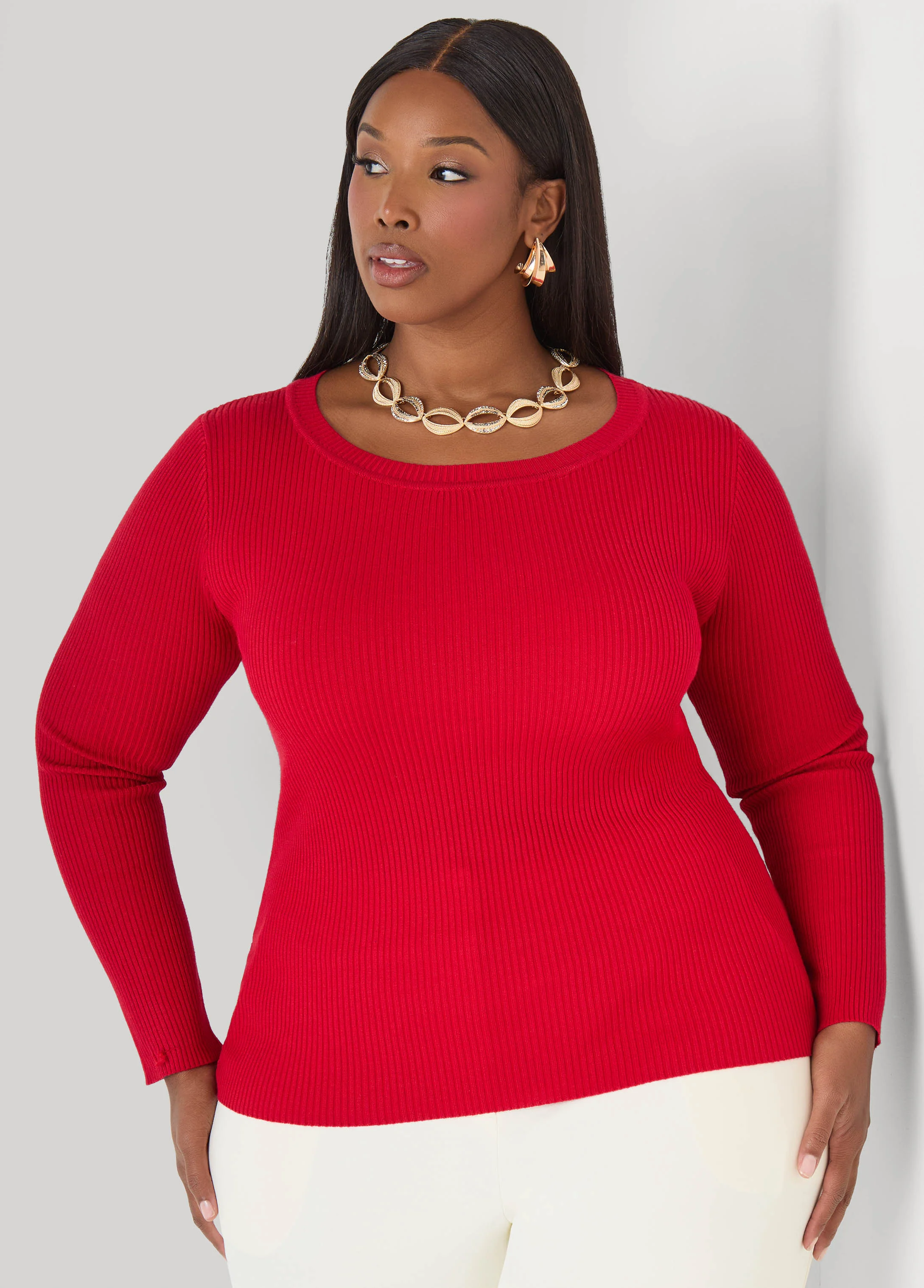 Ribbed Knit Crewneck Sweater - Image 5