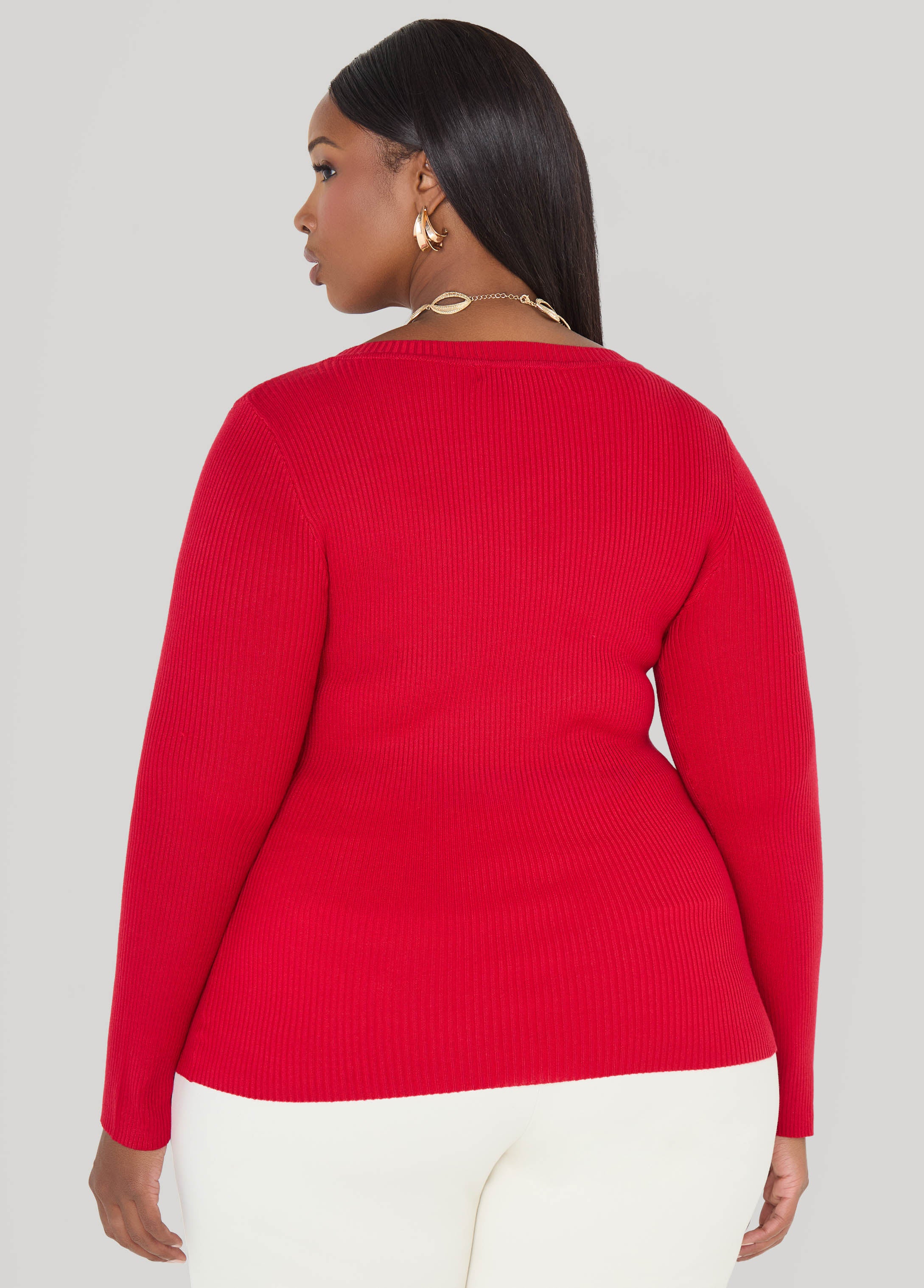 Ribbed Knit Crewneck Sweater - Image 6