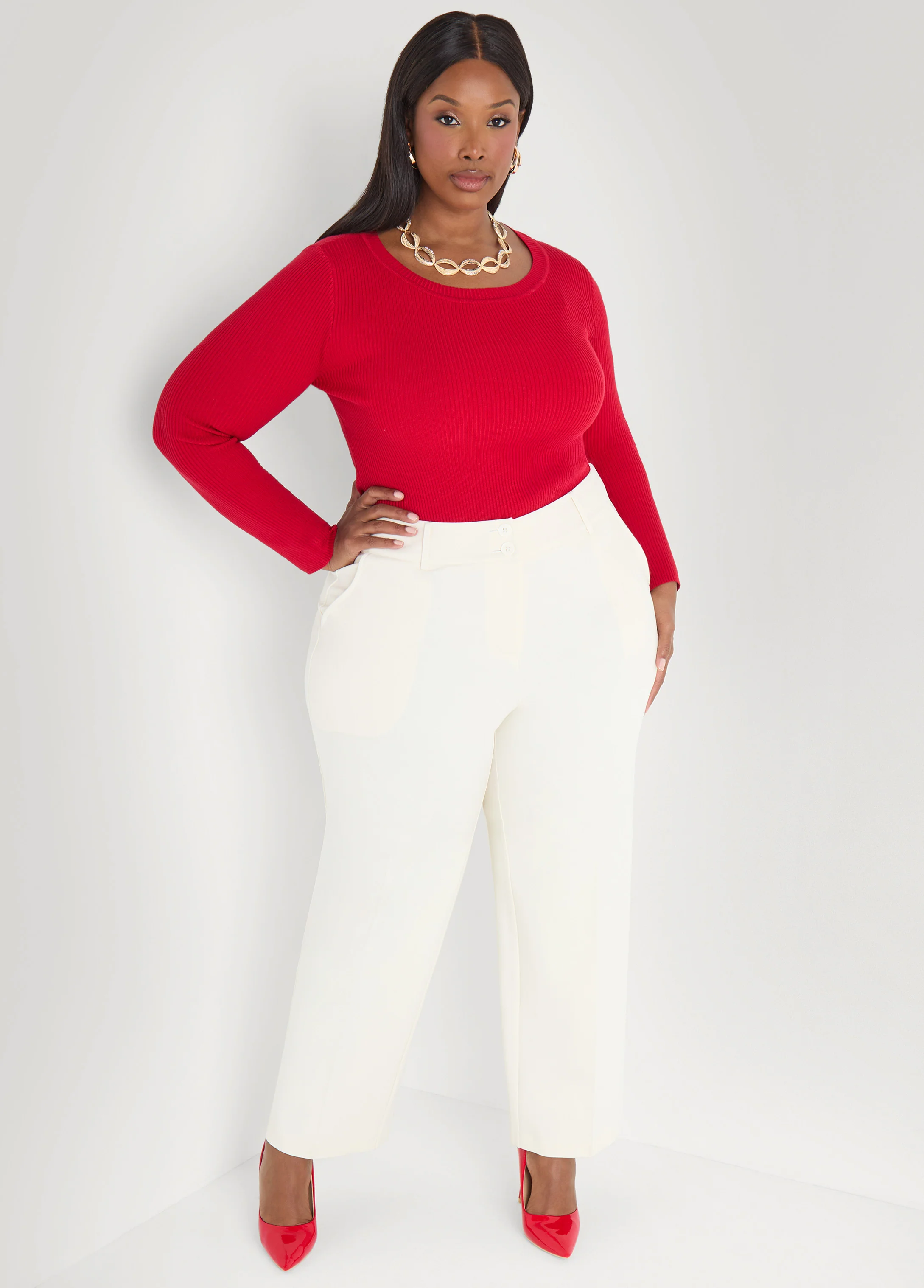 Ribbed Knit Crewneck Sweater - Image 7