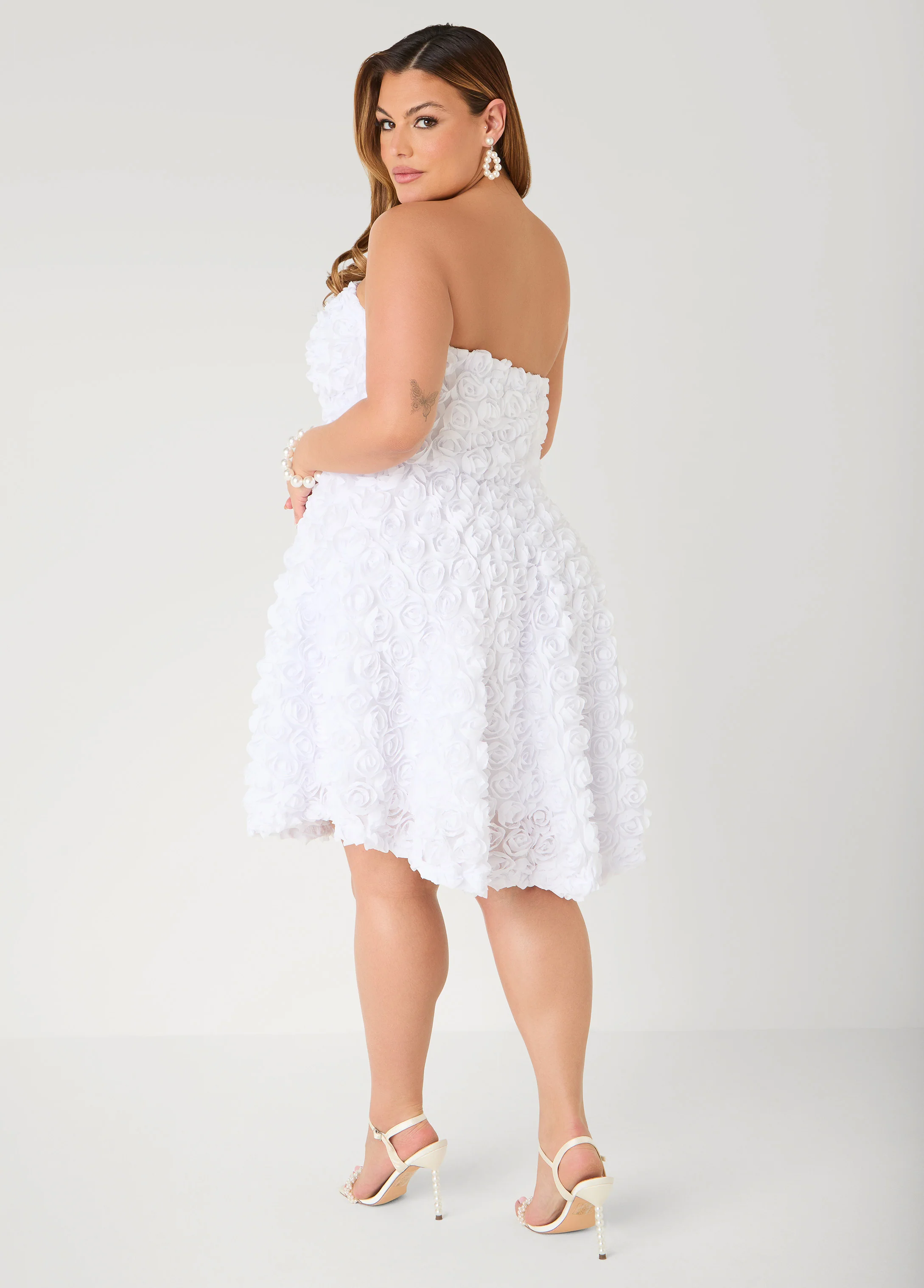 Strapless Rosette A Line Dress - Image 6