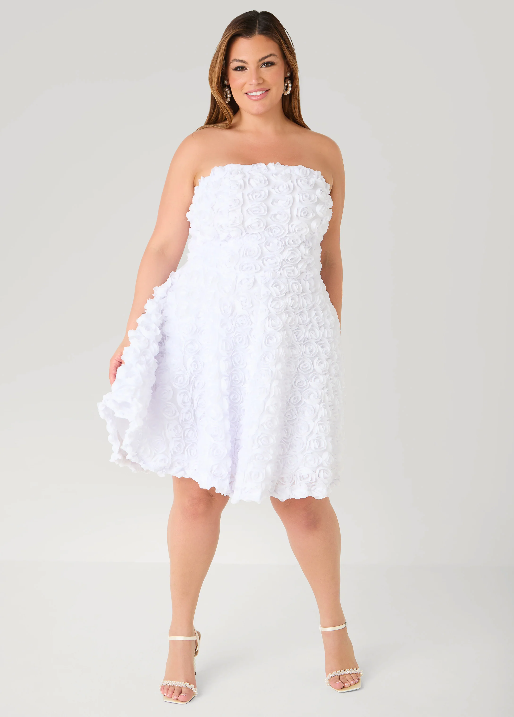 Strapless Rosette A Line Dress - Image 8