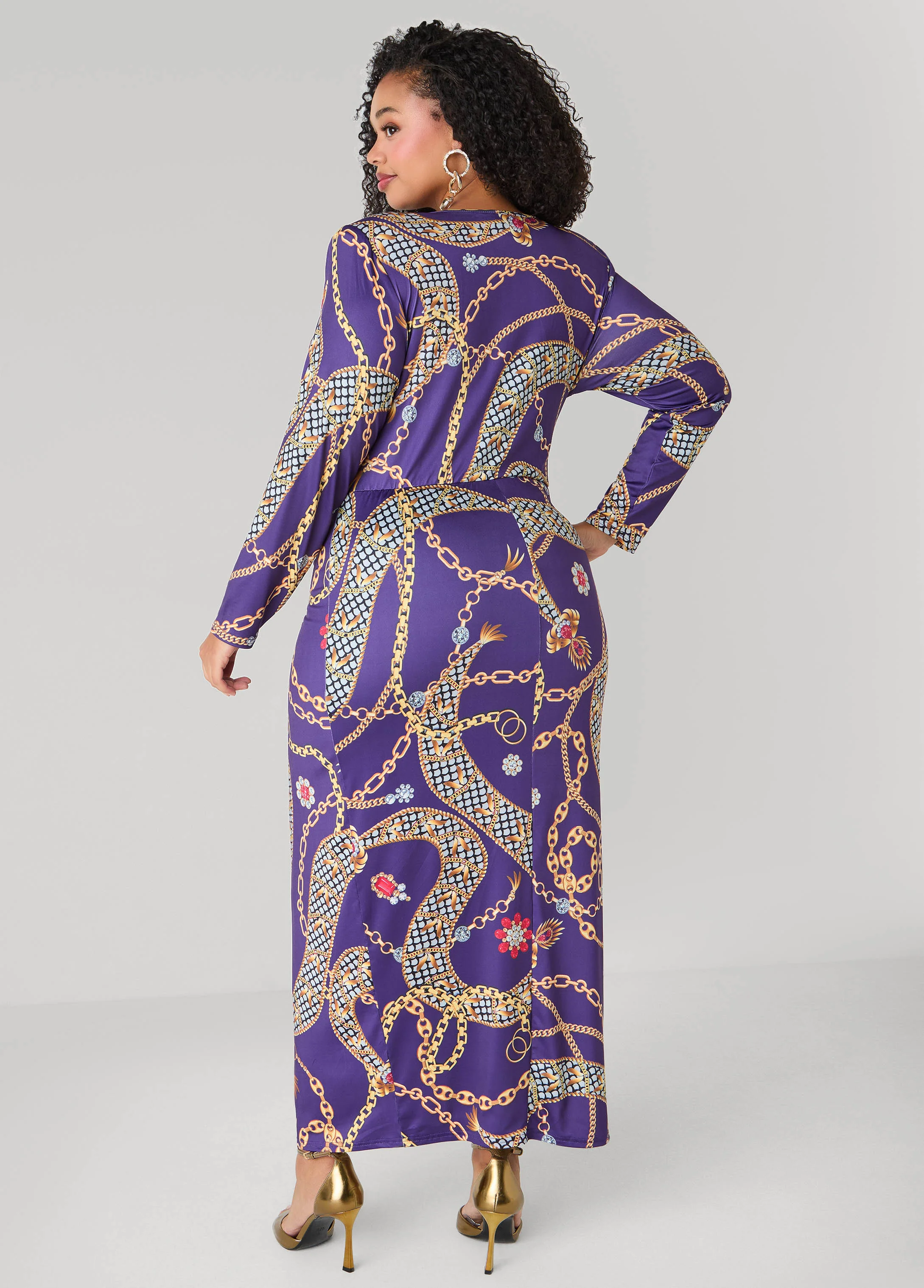 Status Print V Neck Maxi Dress - Image 2