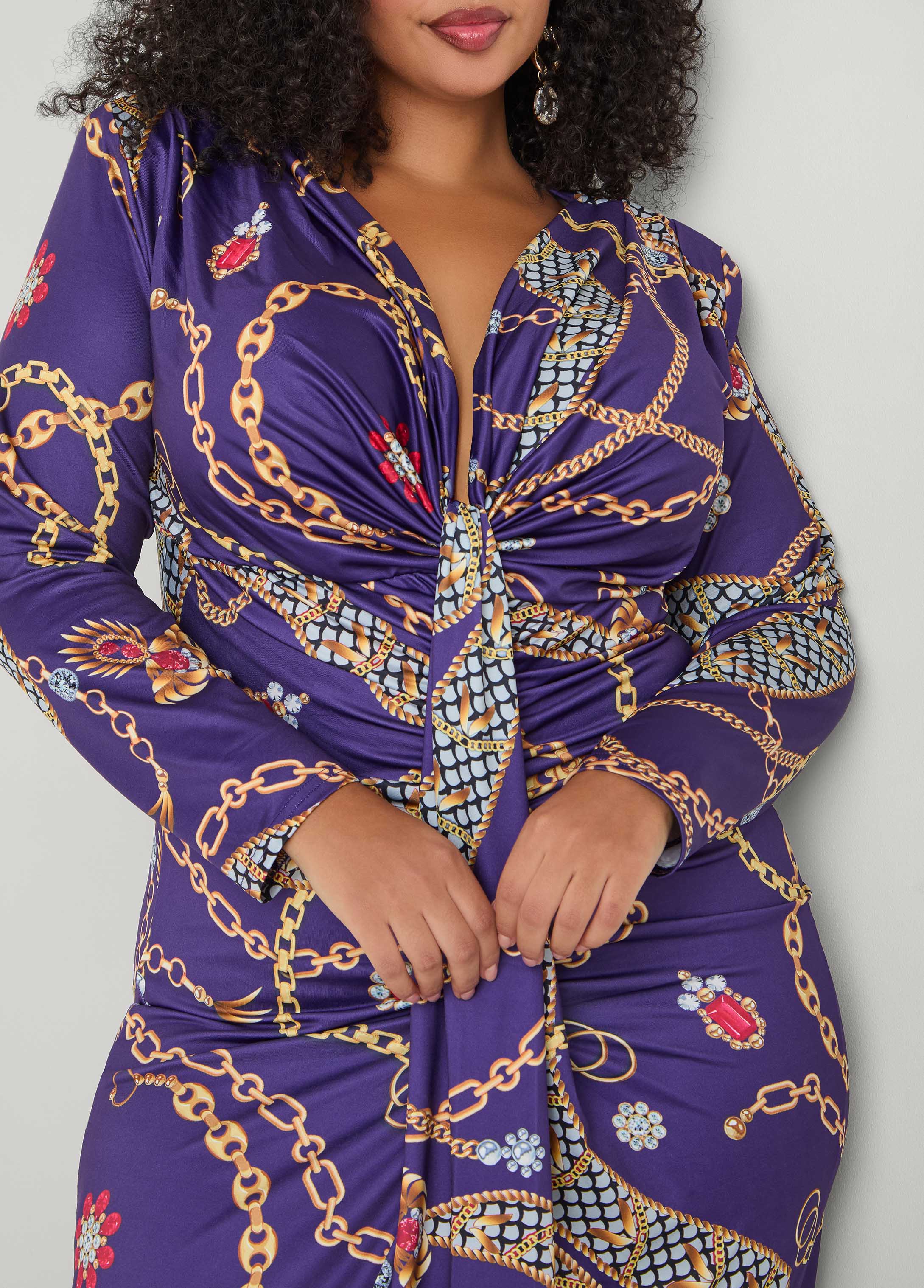 Status Print V Neck Maxi Dress - Image 4