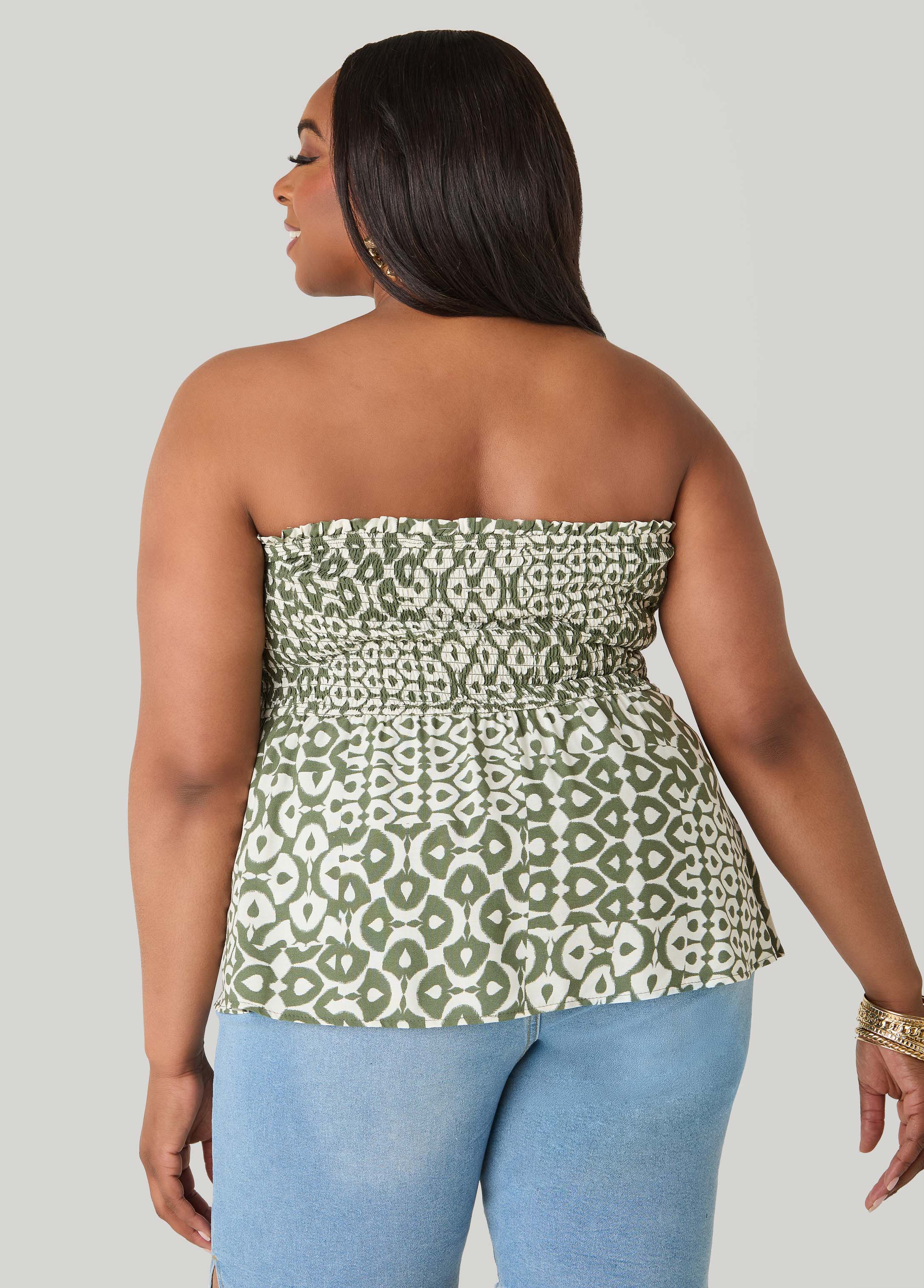 Printed Strapless Handkerchief Top - Image 2