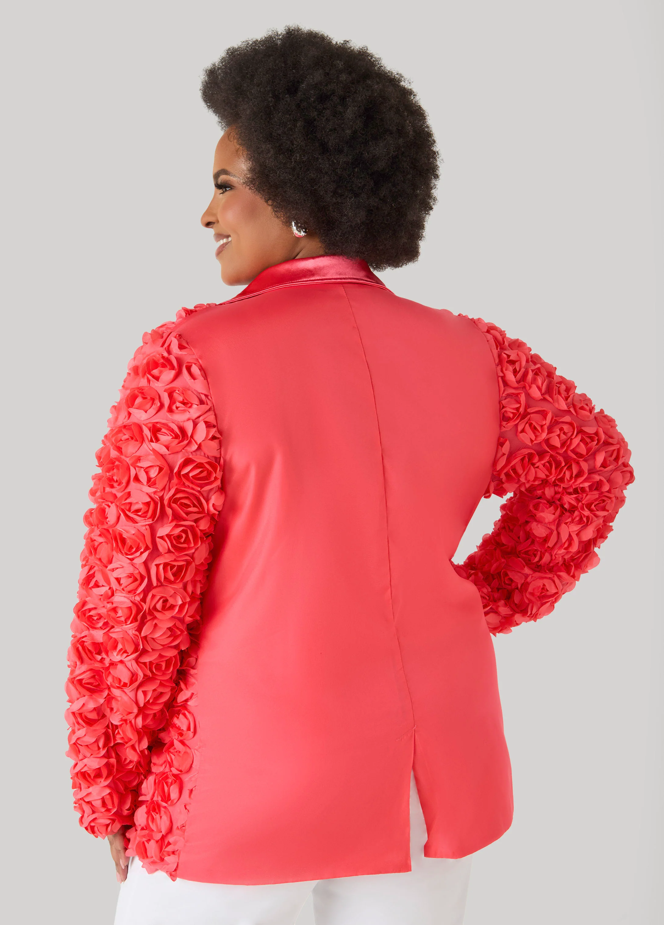 Satin Paneled Rosette Blazer - Image 6