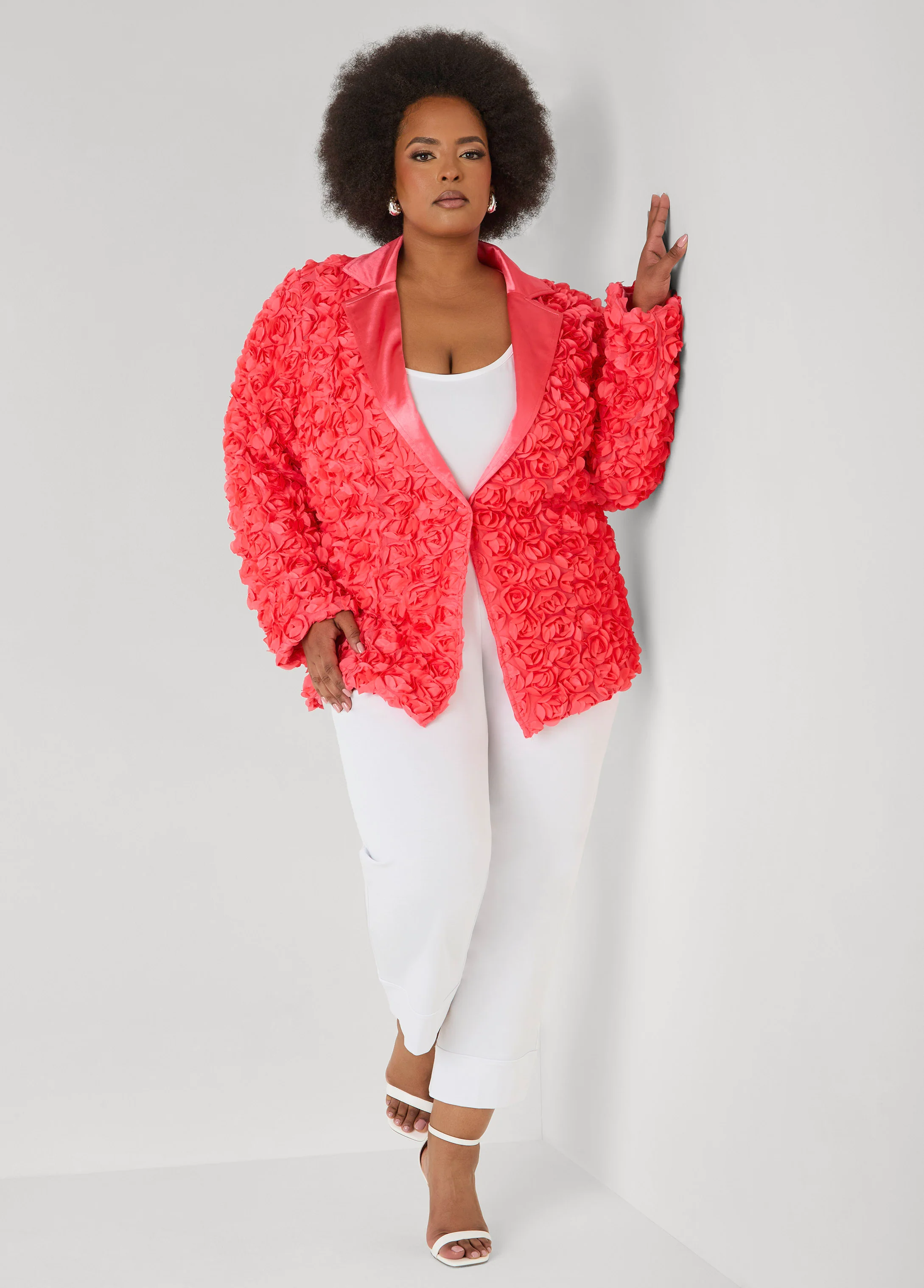 Satin Paneled Rosette Blazer - Image 7