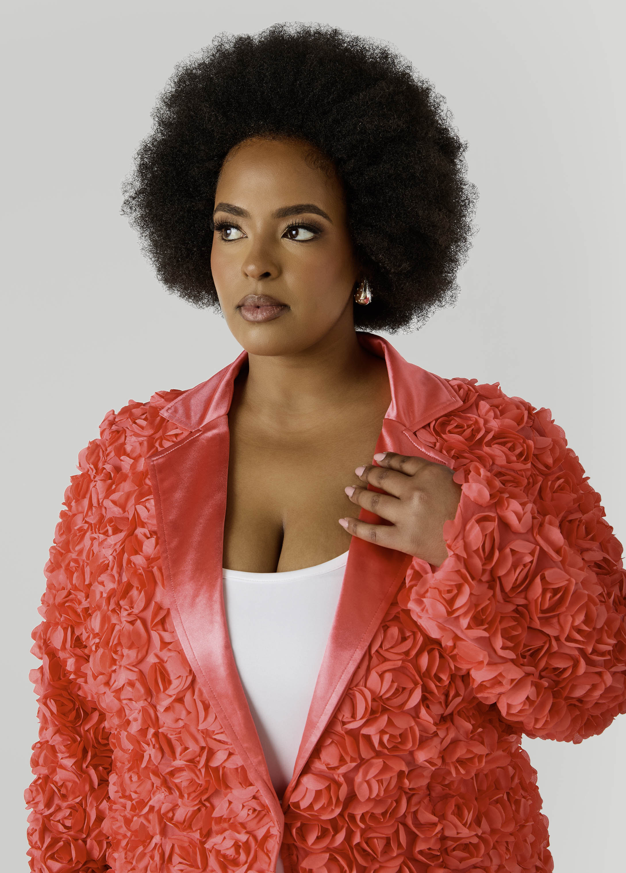 Satin Paneled Rosette Blazer - Image 8