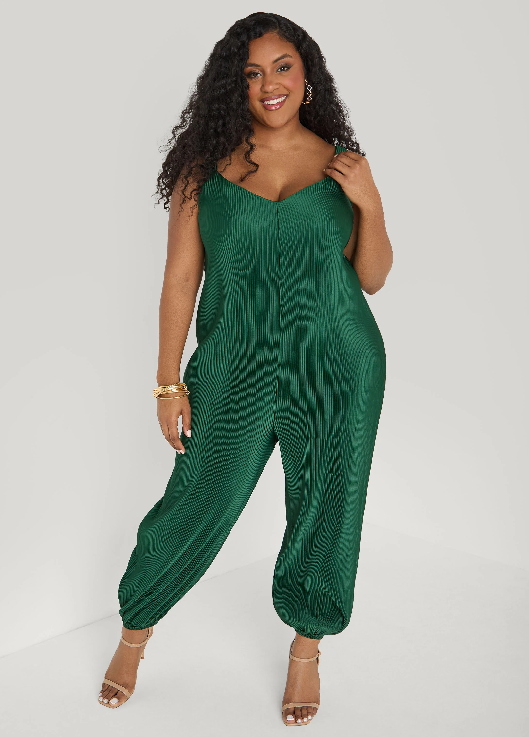 Plisse Satin Balloon Pant Jumpsuit - Image 3