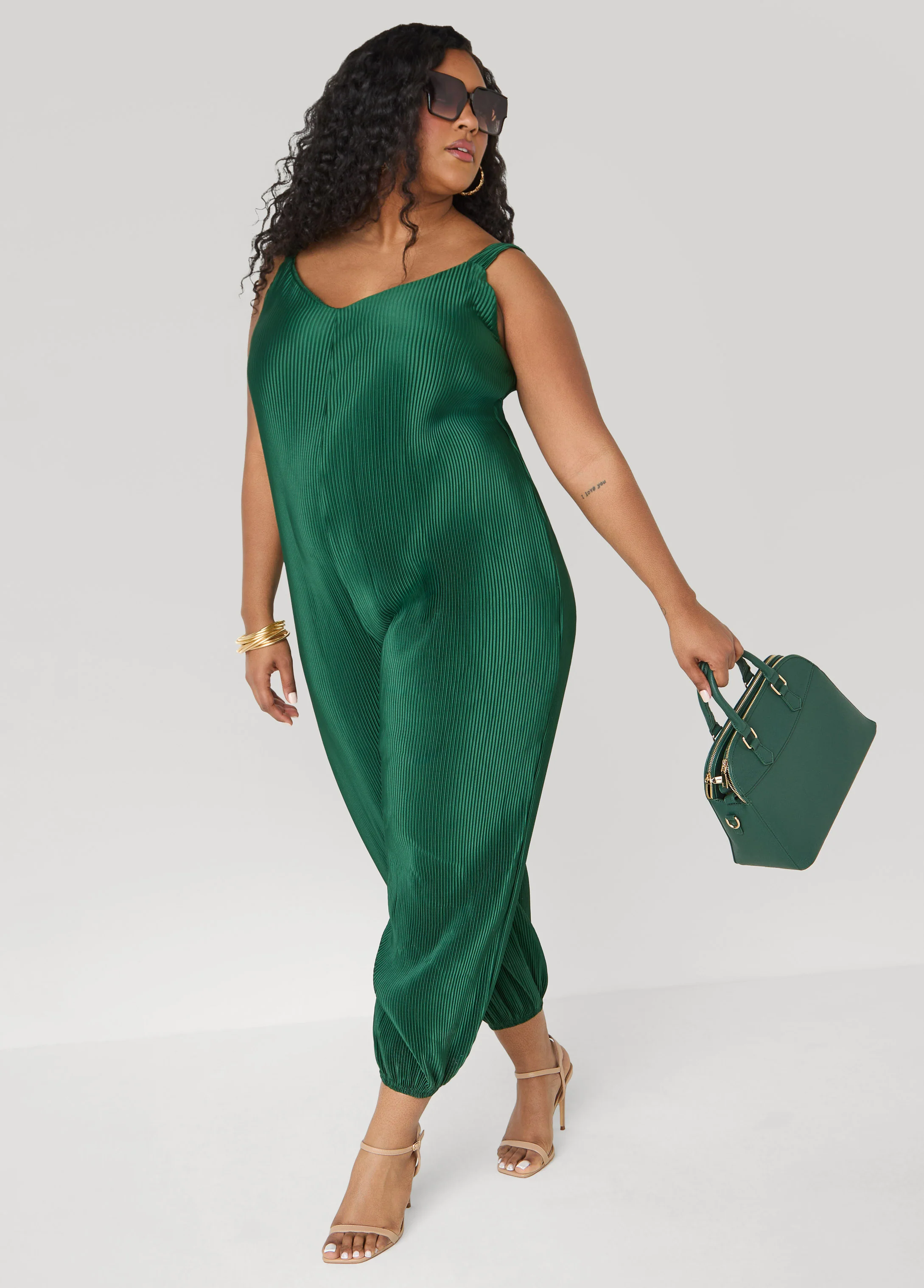 Plisse Satin Balloon Pant Jumpsuit - Image 5
