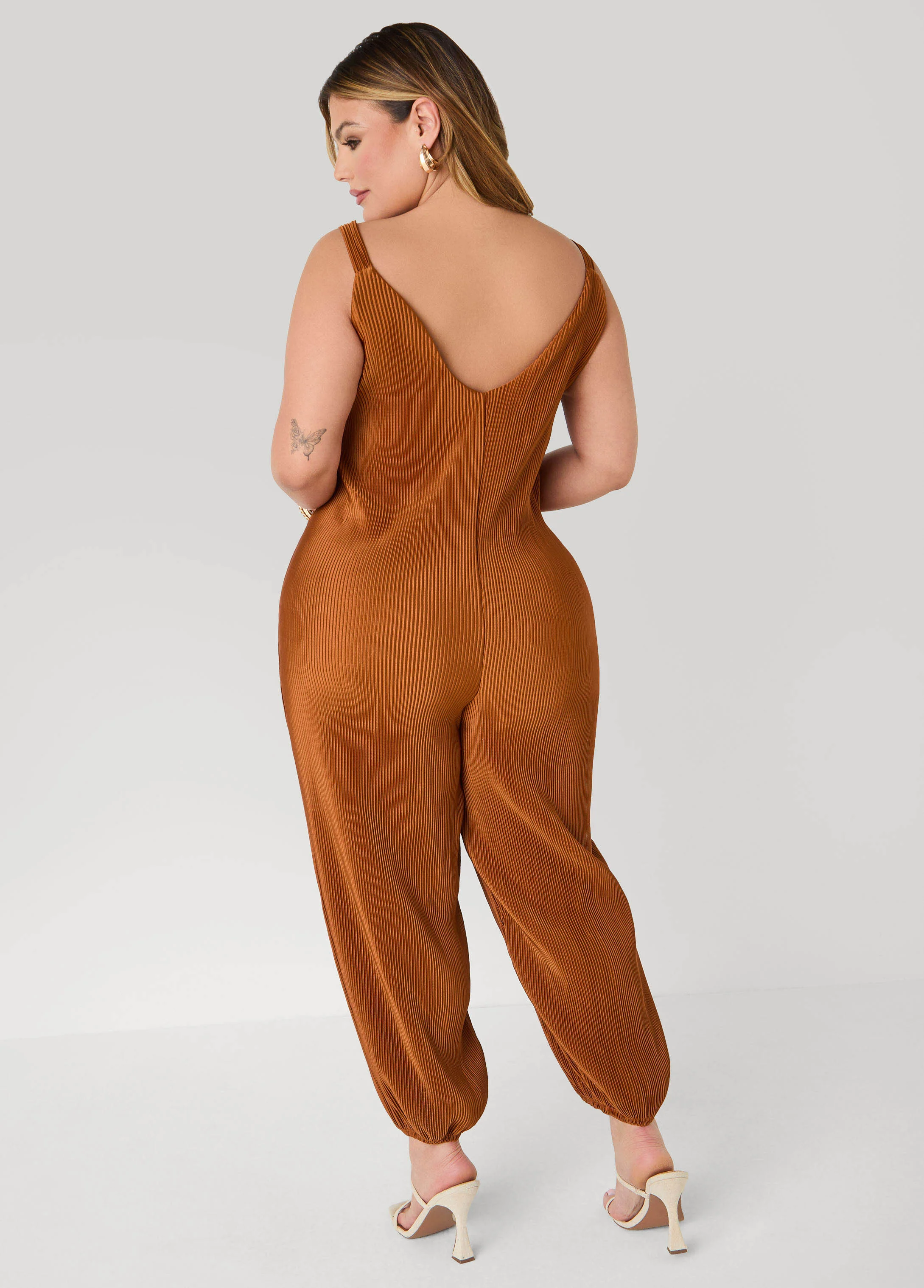 Plisse Satin Balloon Pant Jumpsuit - Image 7