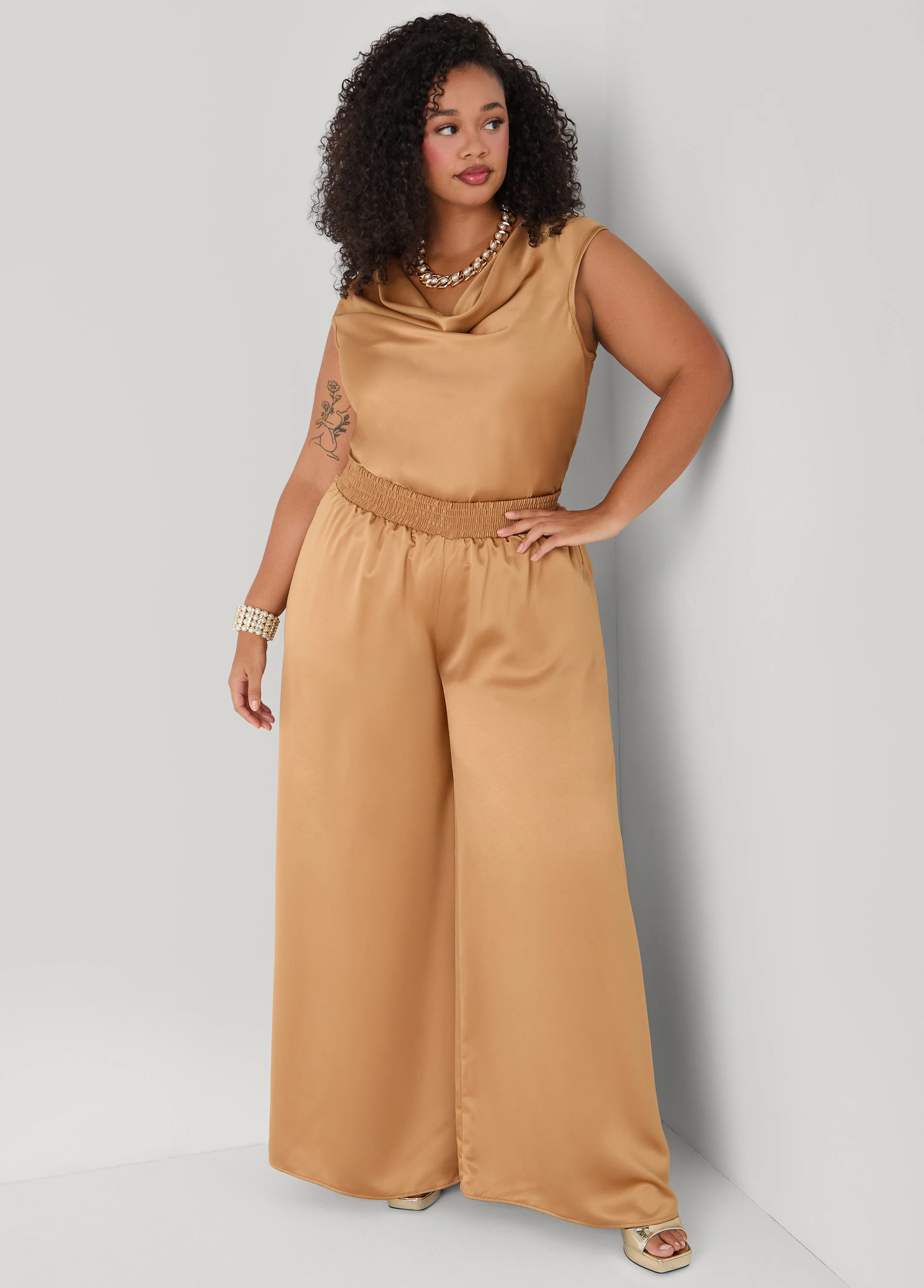 Wide Leg Satin Pants - Image 4
