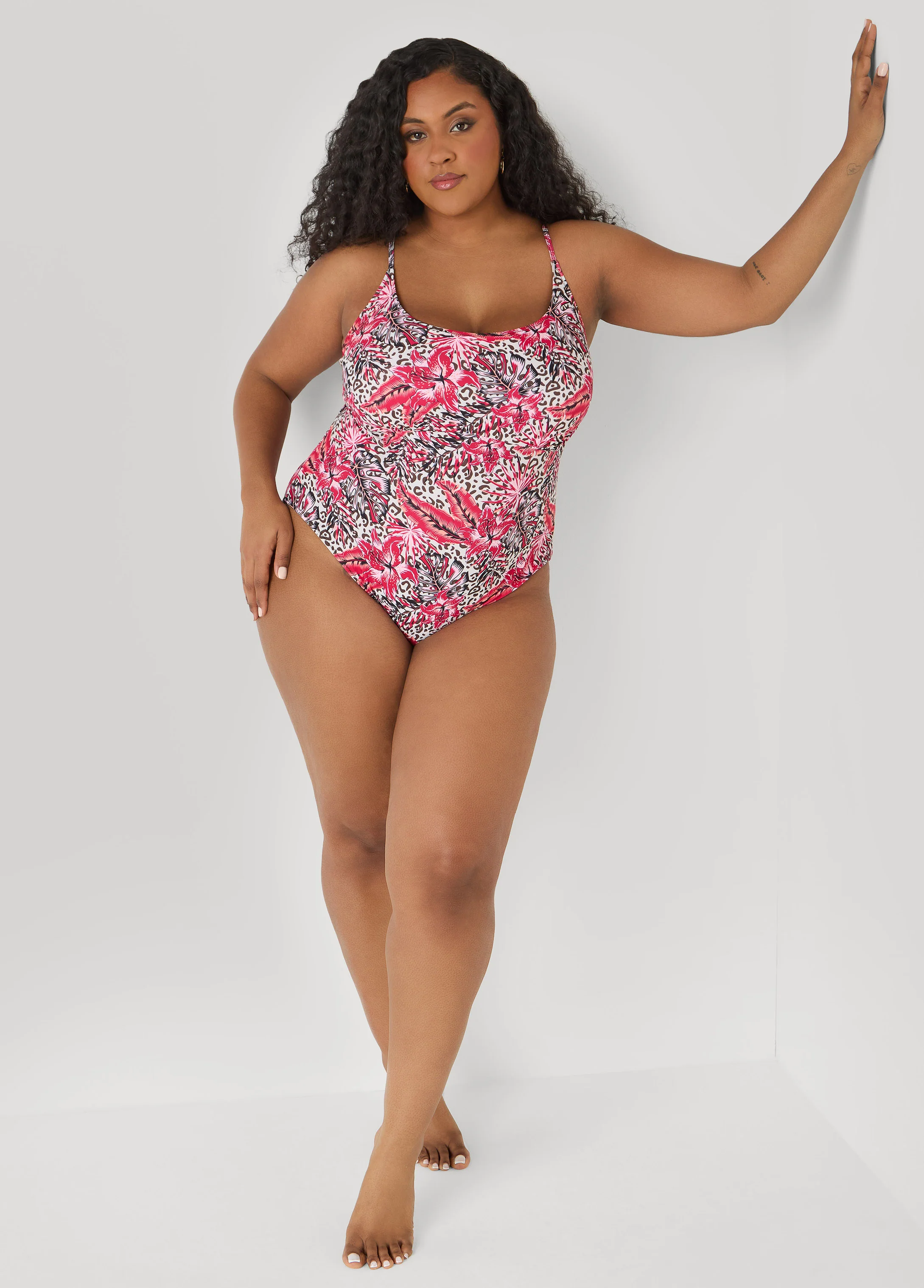 Leopard And Floral Print Swimsuit - Image 3