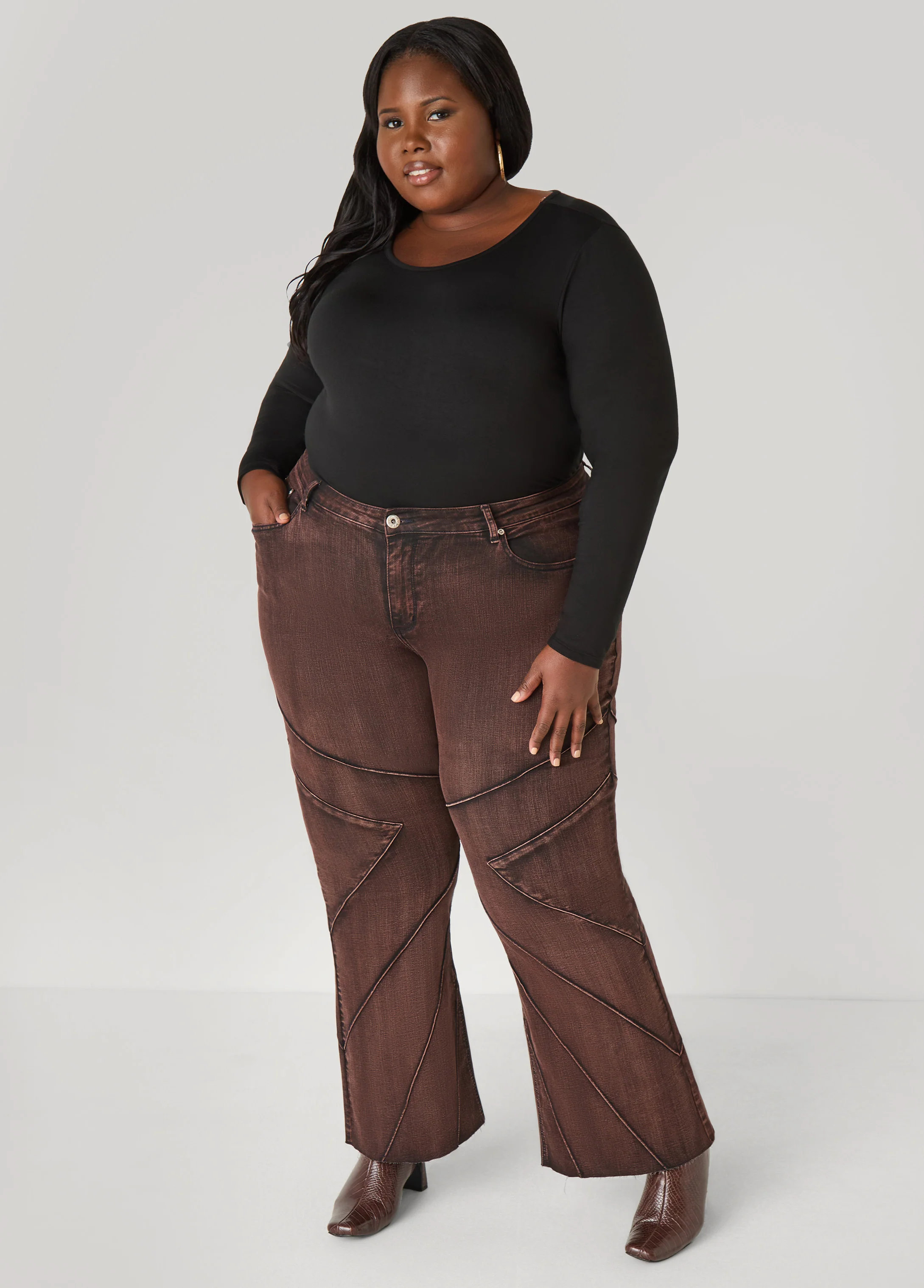High Rise Seamed Flared Jeans - Image 3