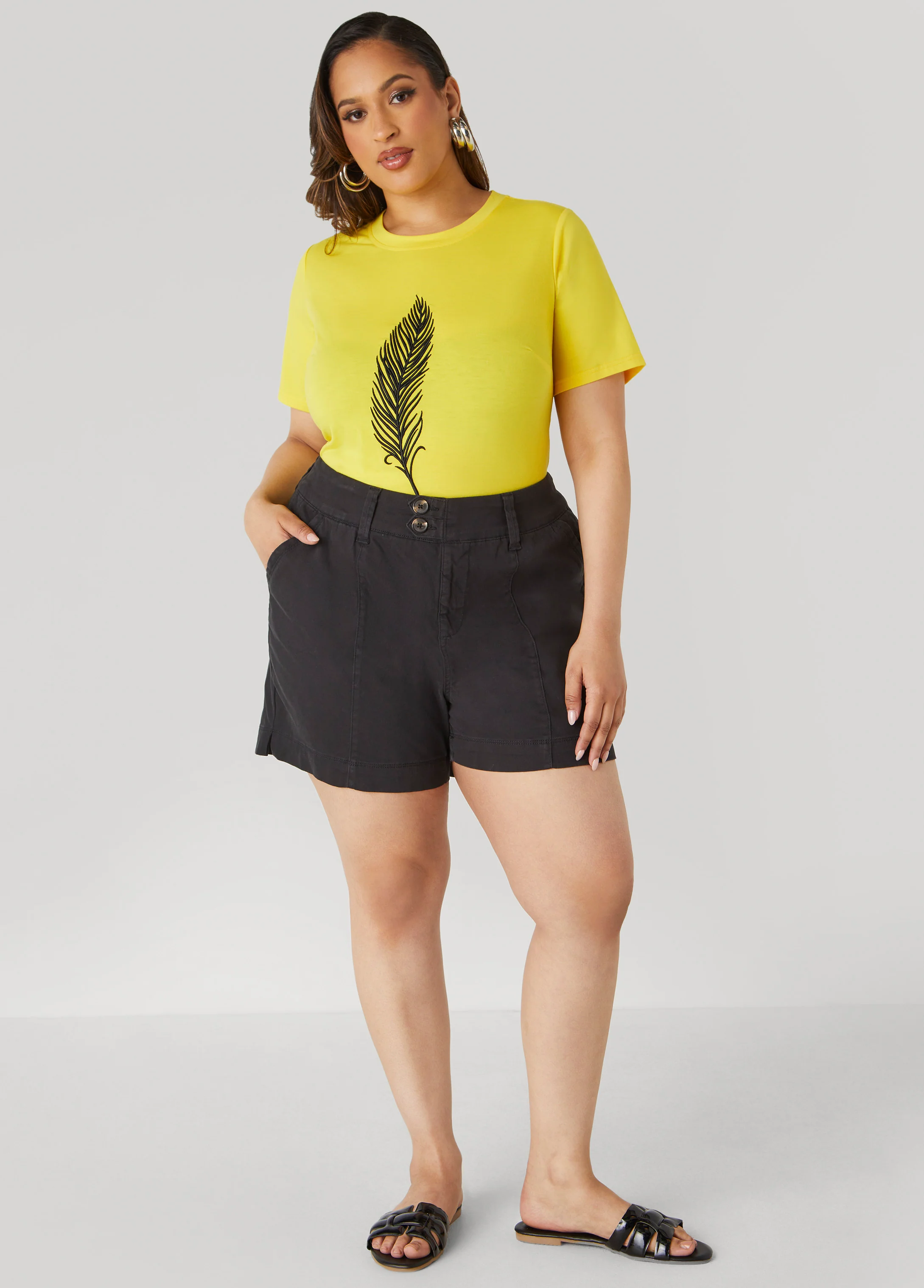 Button Front Denim Shorts - Image 3