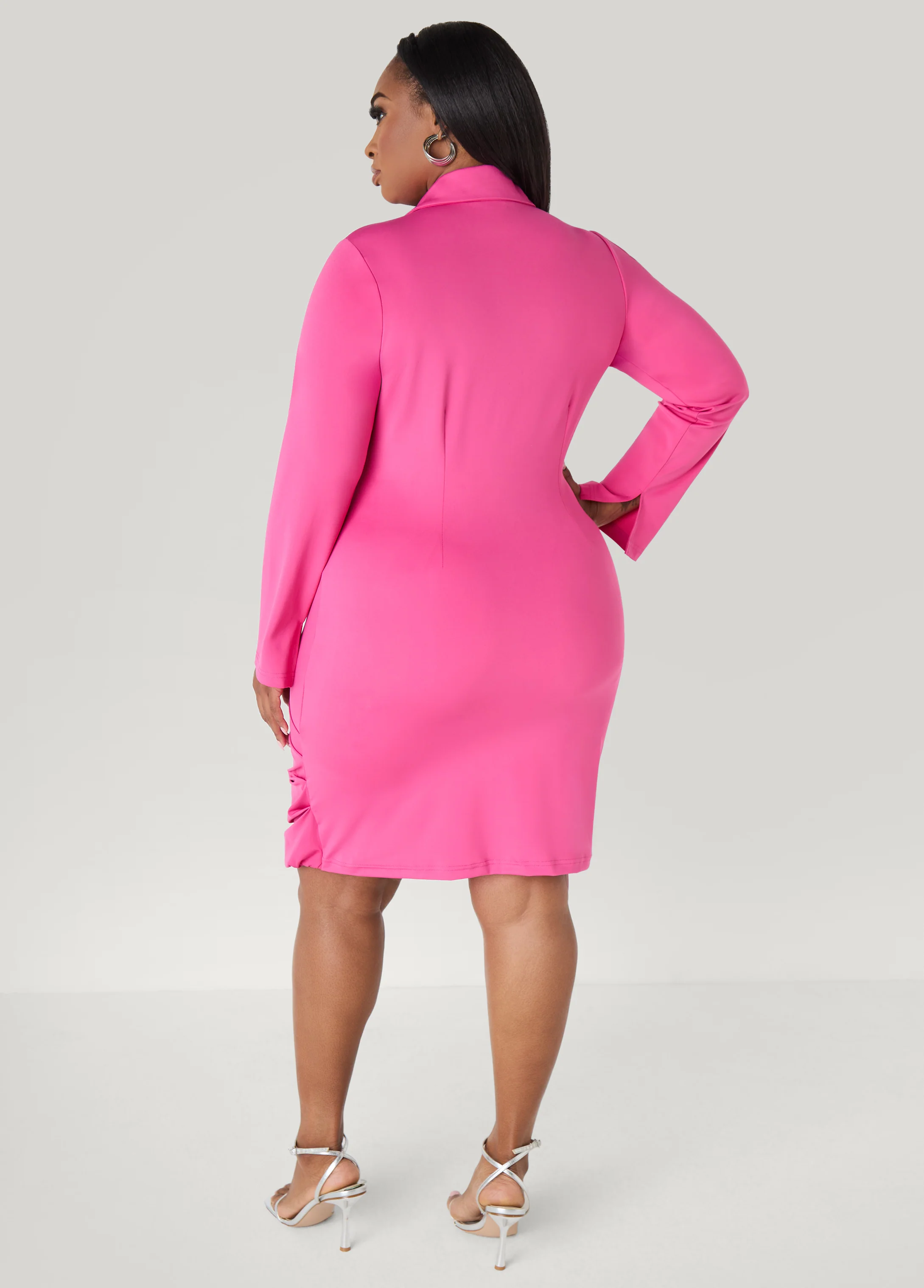 Draped Stretch Knit Shirtdress - Image 2