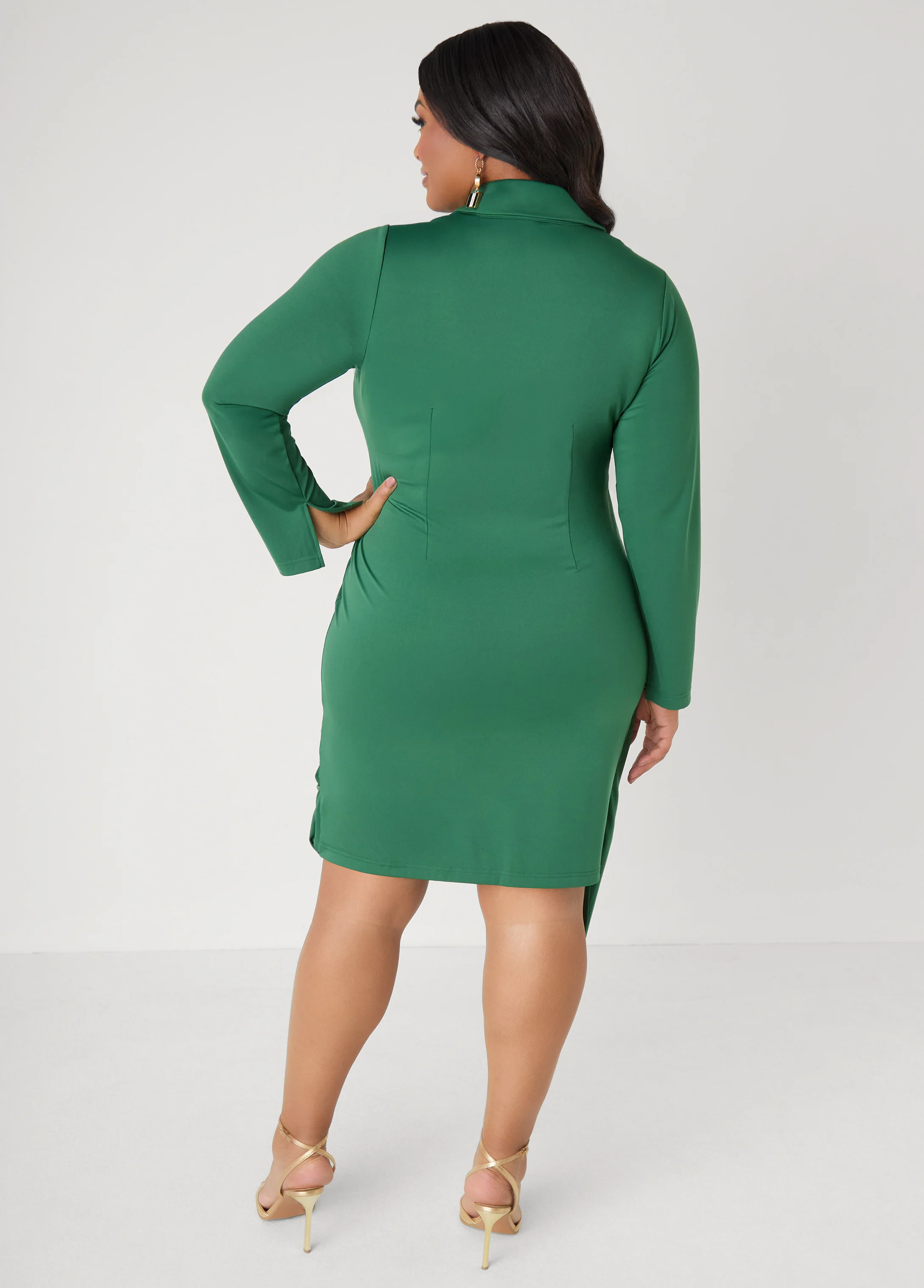 Draped Stretch Knit Shirtdress - Image 7