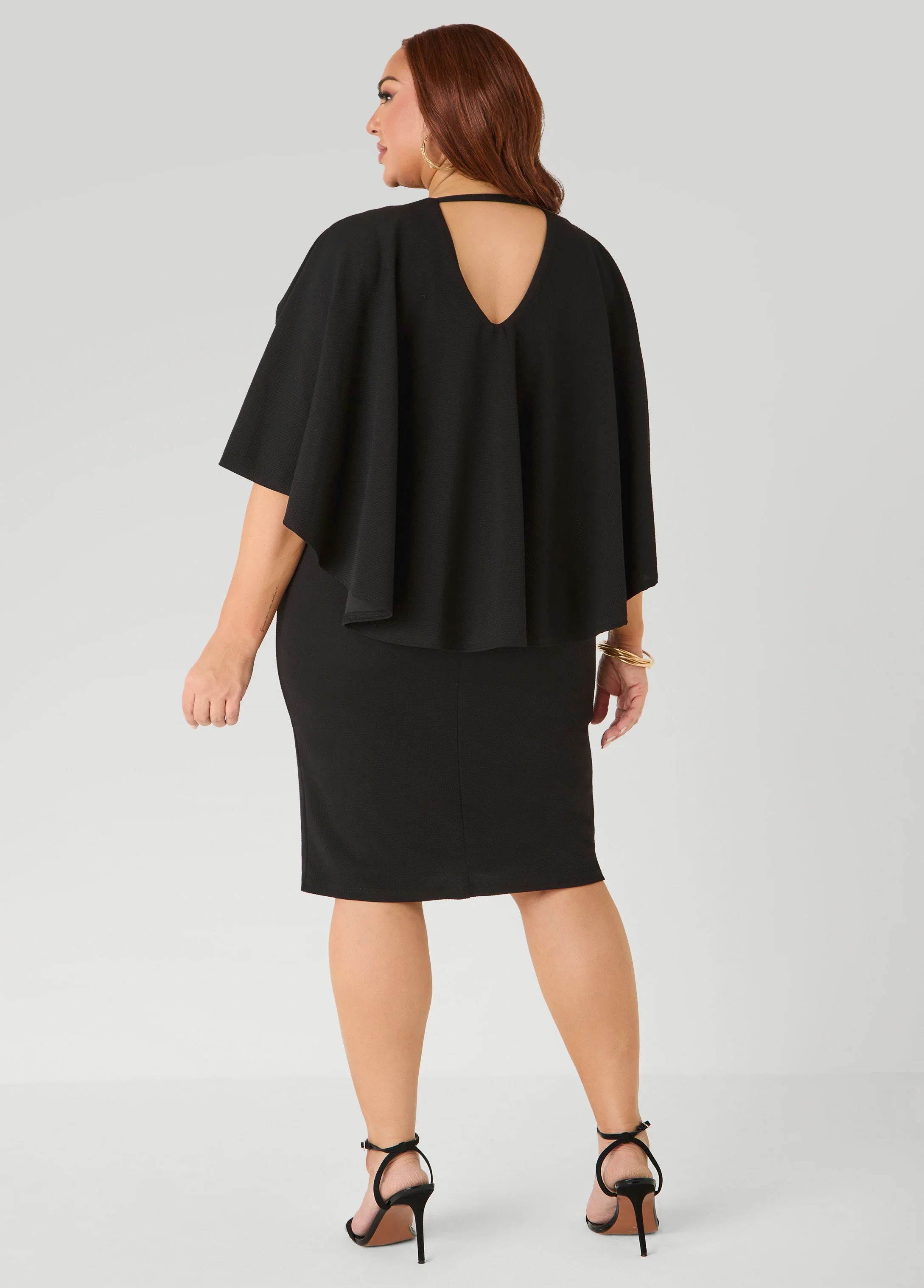 Textured Cape Sheath Dress - Image 10