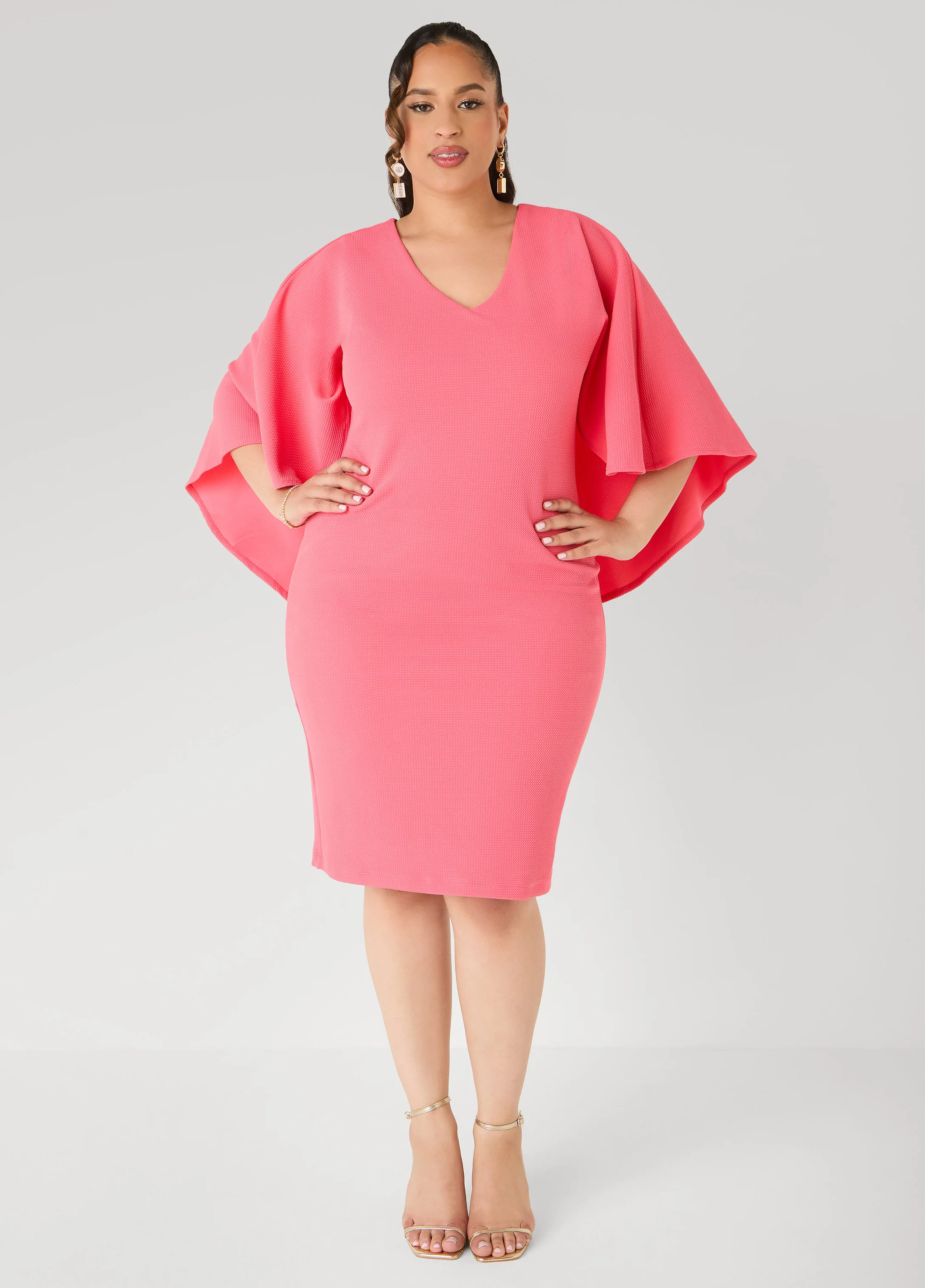 Textured Cape Sheath Dress - Image 13