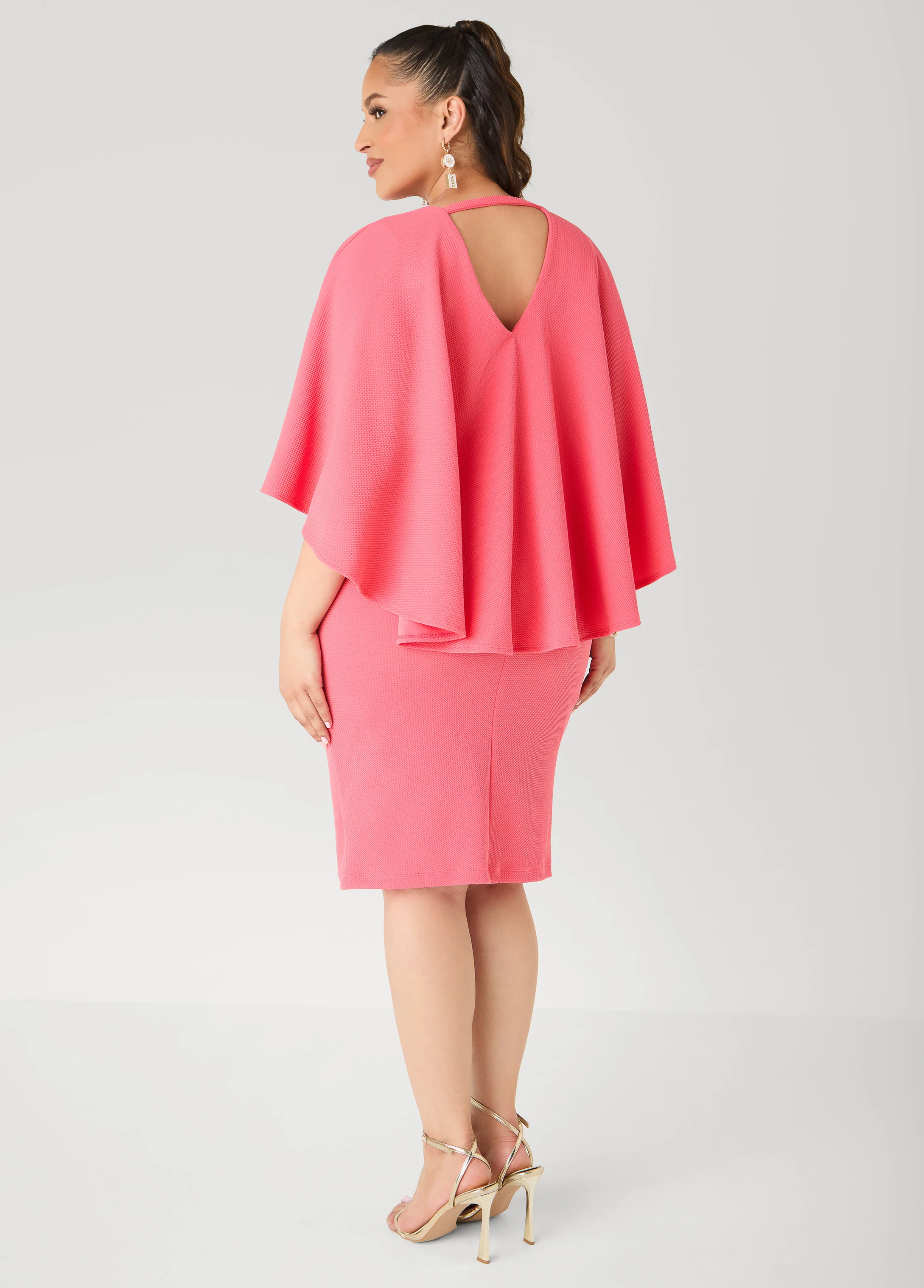 Textured Cape Sheath Dress - Image 14