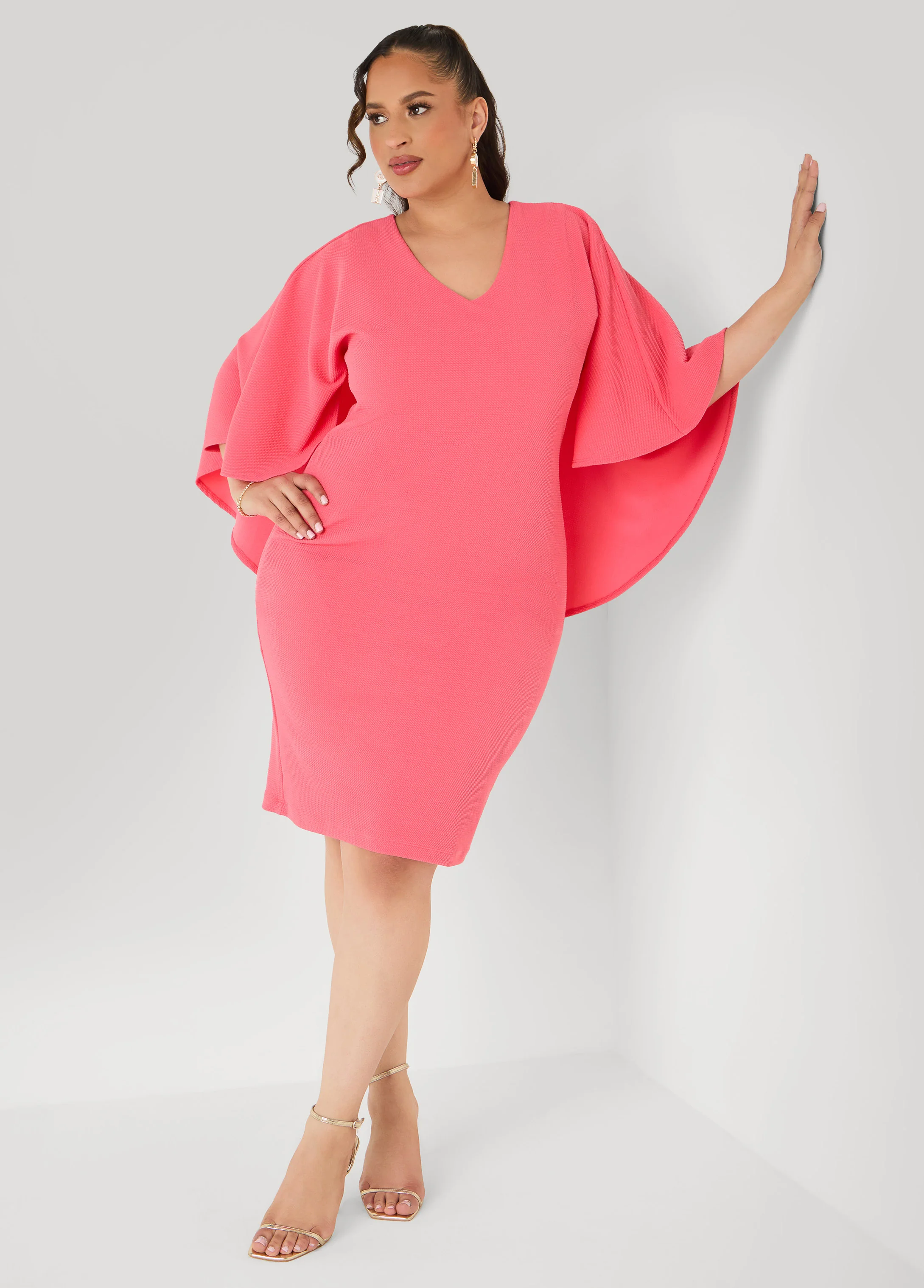 Textured Cape Sheath Dress - Image 15