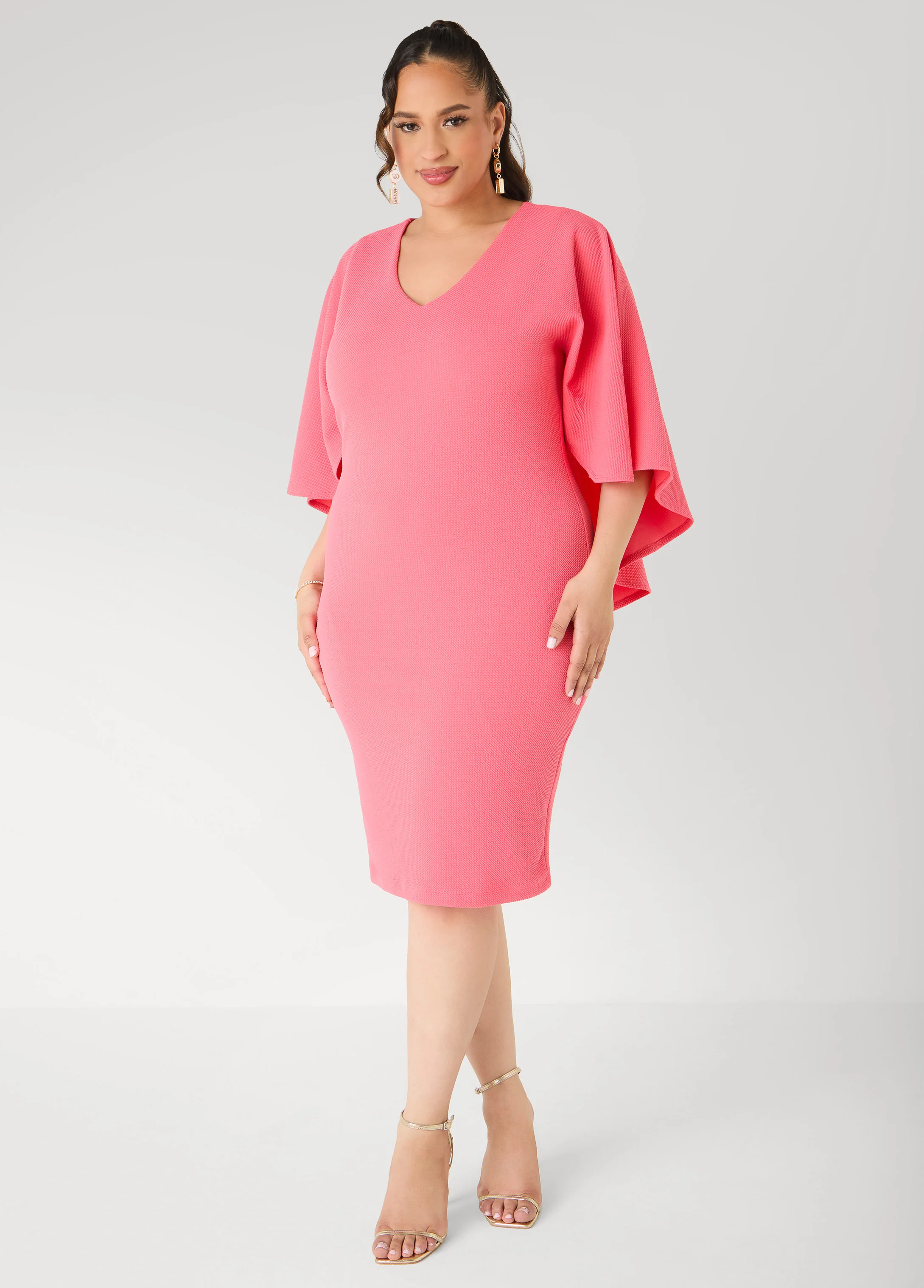 Textured Cape Sheath Dress - Image 16