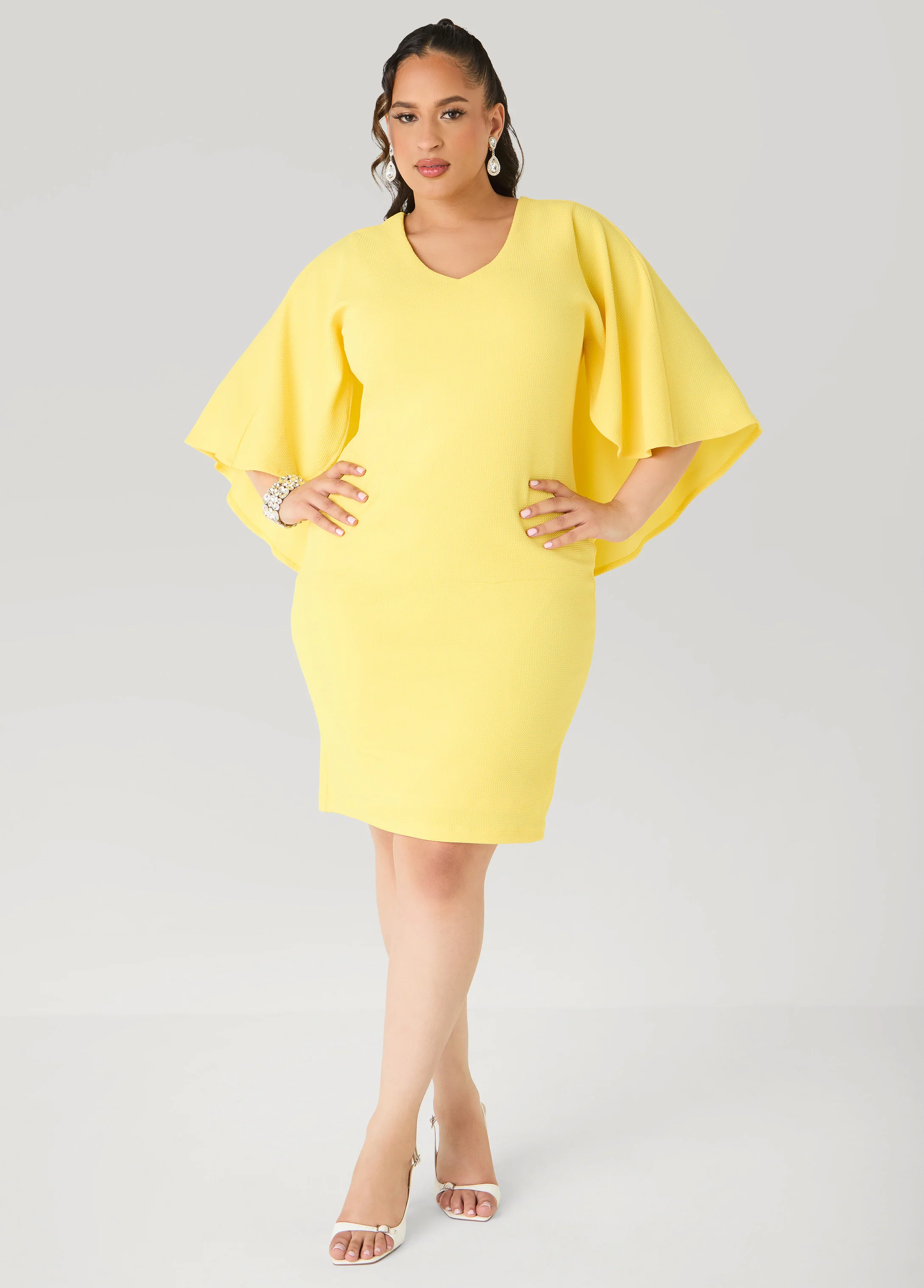 Textured Cape Sheath Dress - Image 5