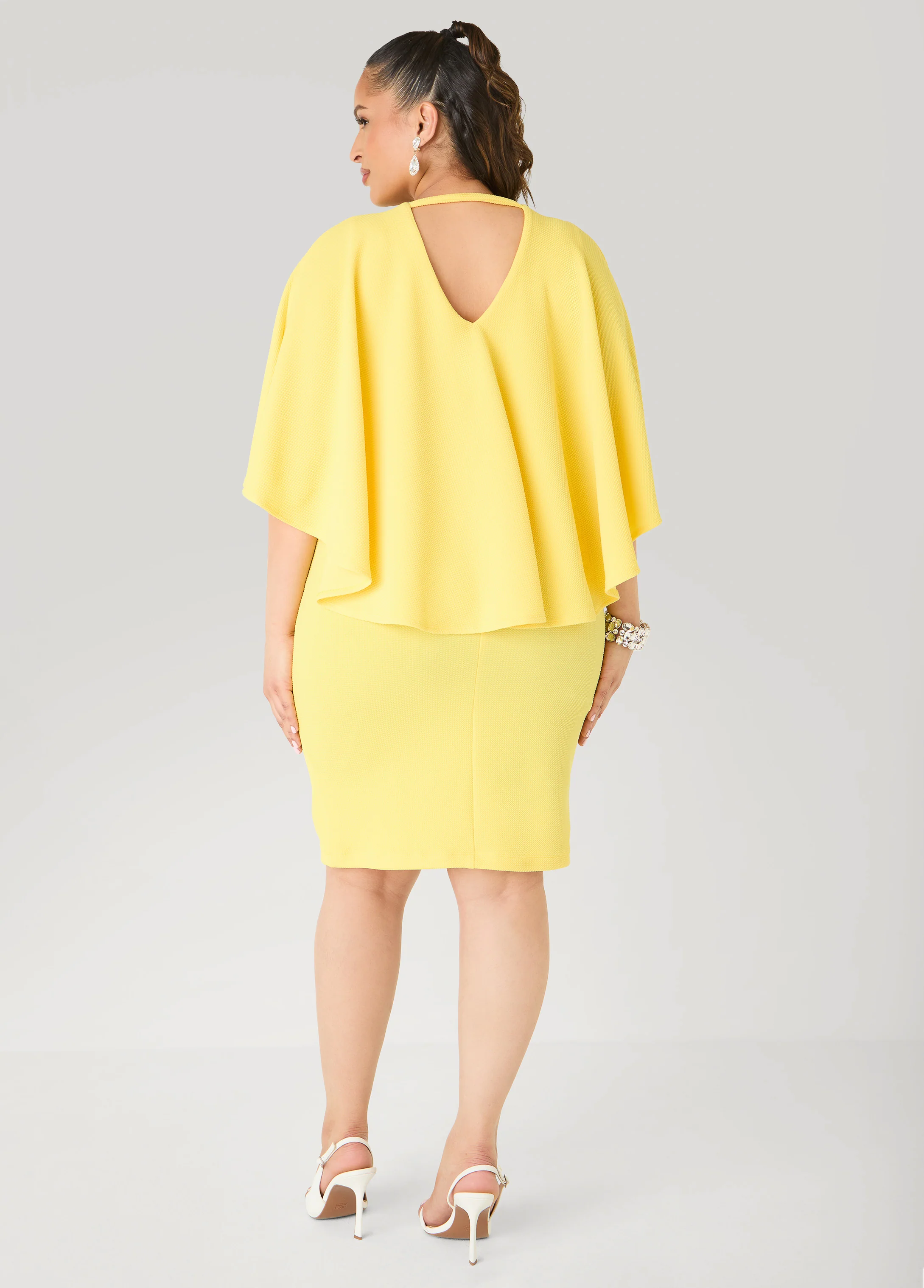 Textured Cape Sheath Dress - Image 6