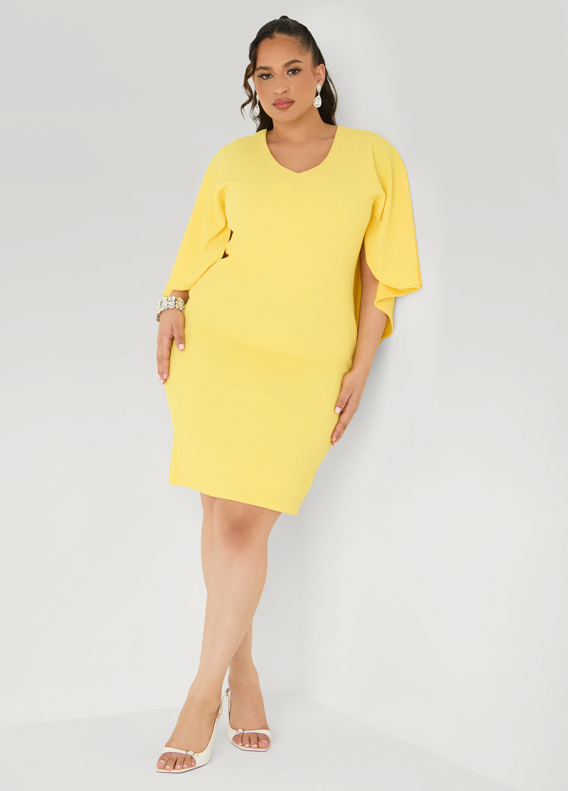 Textured Cape Sheath Dress - Image 7