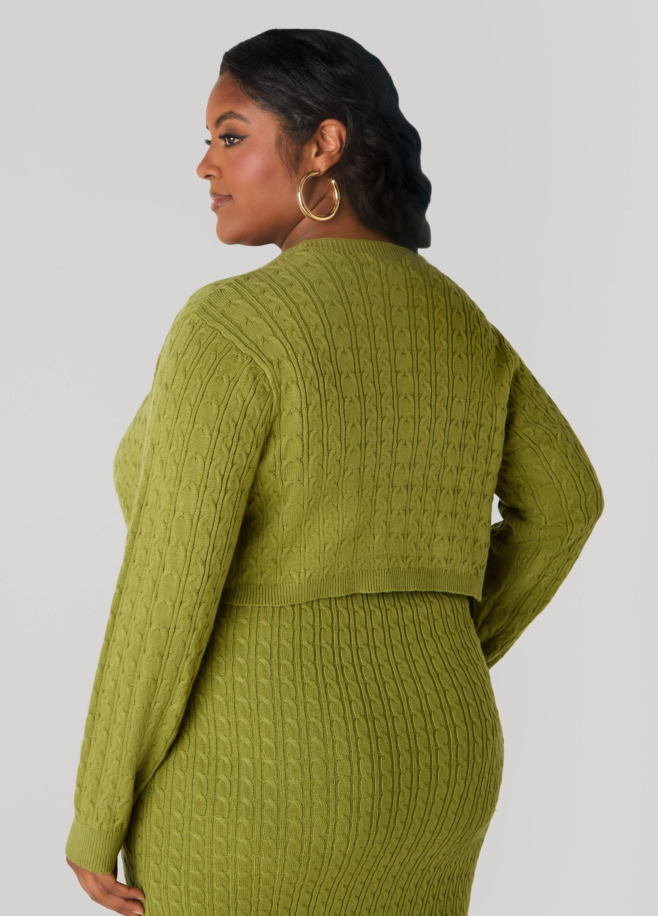 Open Front Cable Knit Bolero - Image 2