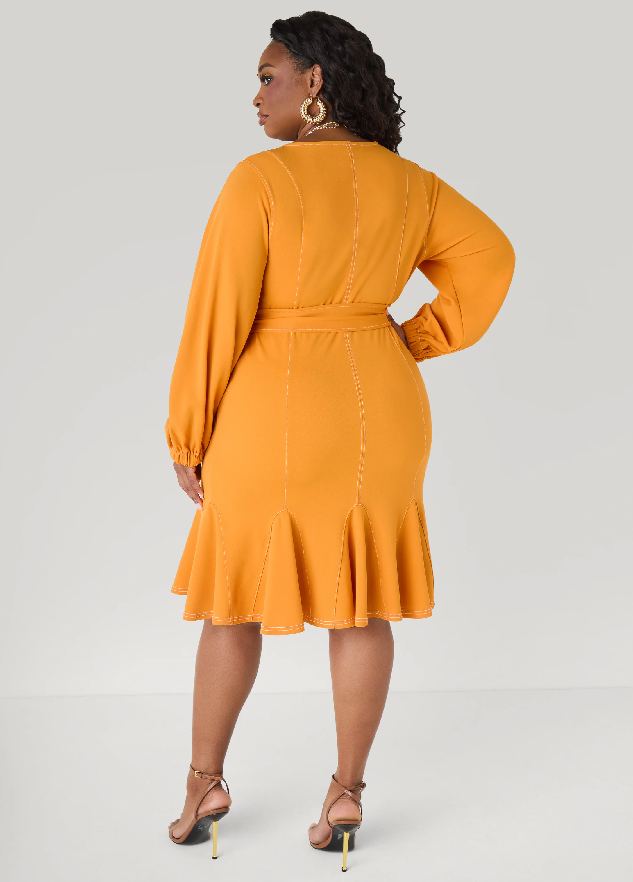 Flounced Seam Detailed Dress - Image 2