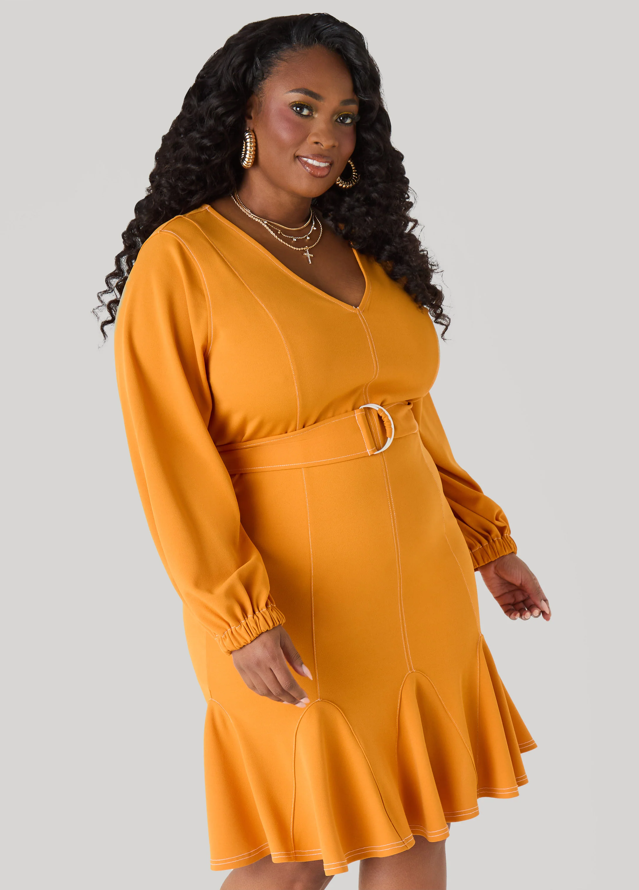 Flounced Seam Detailed Dress - Image 4