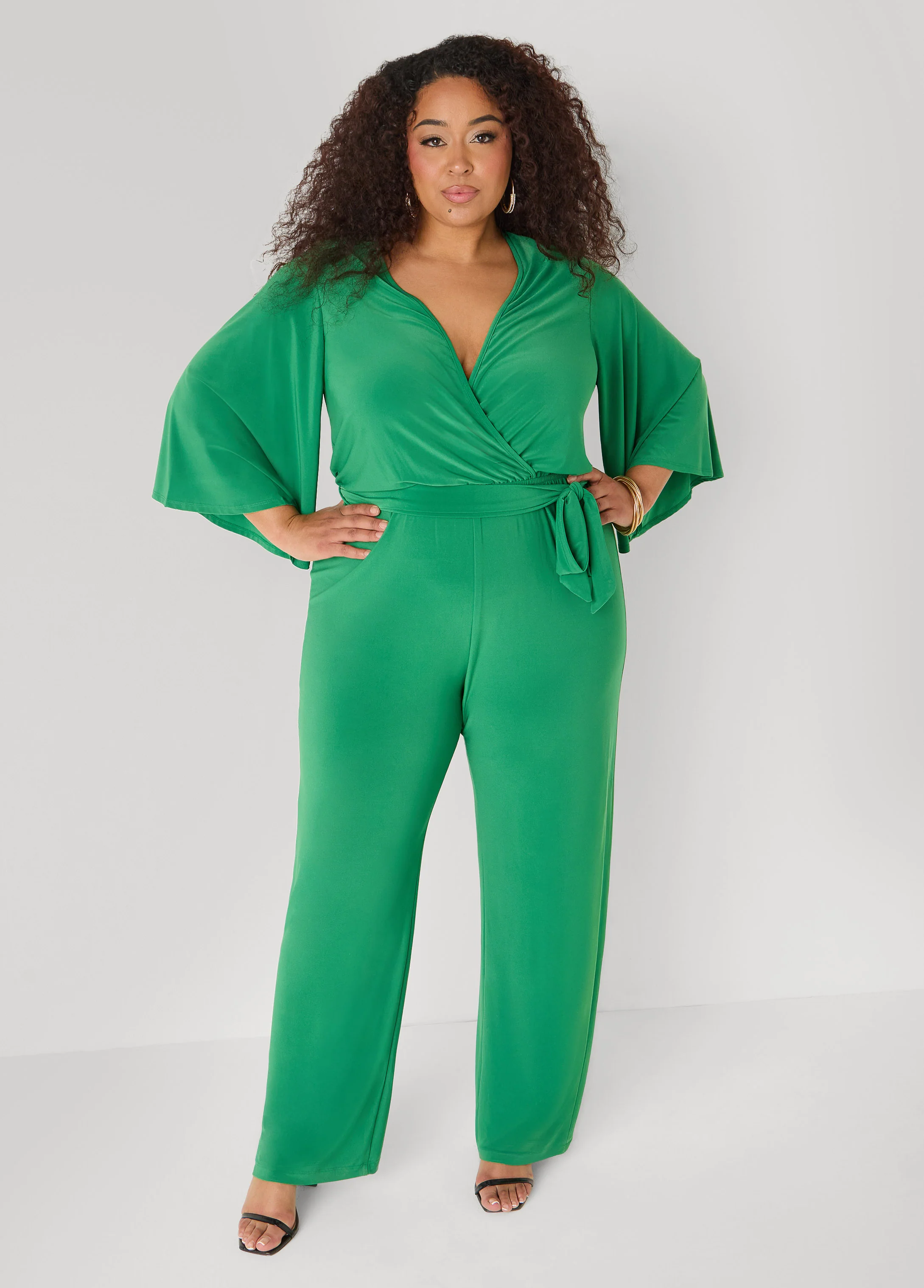 Stretch Knit Faux Wrap Jumpsuit - Image 3