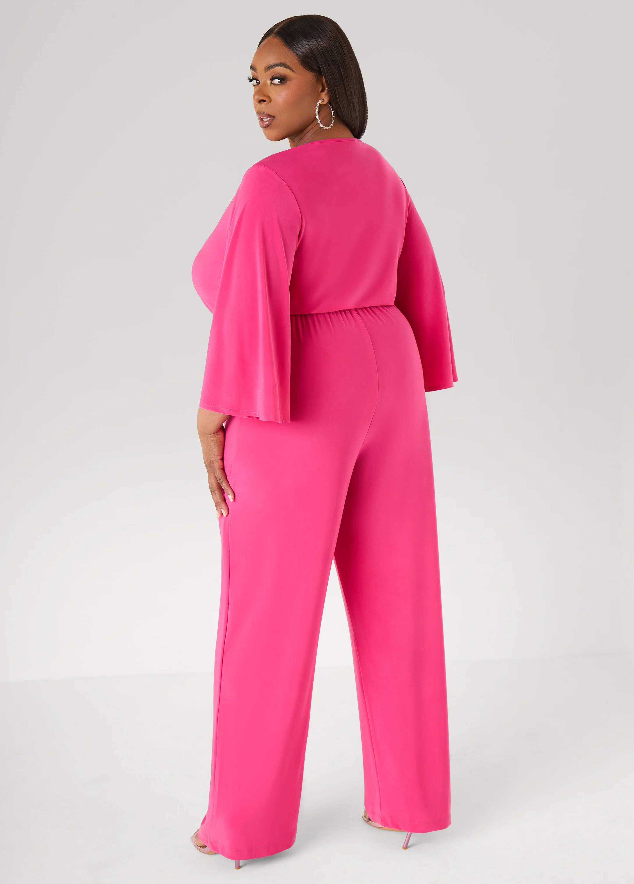 Stretch Knit Faux Wrap Jumpsuit - Image 5