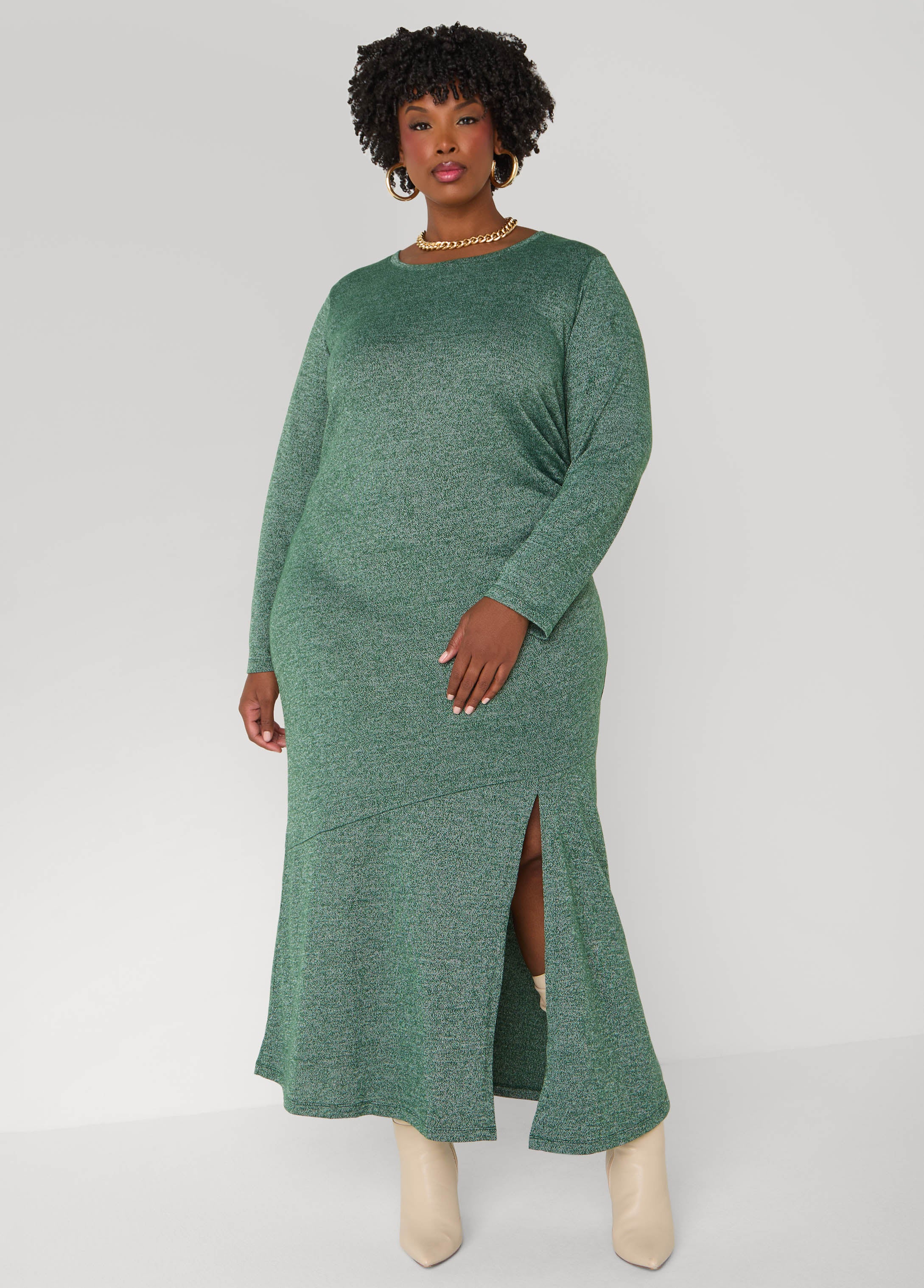 Gathered Marled T Shirt Maxi Dress - Image 6