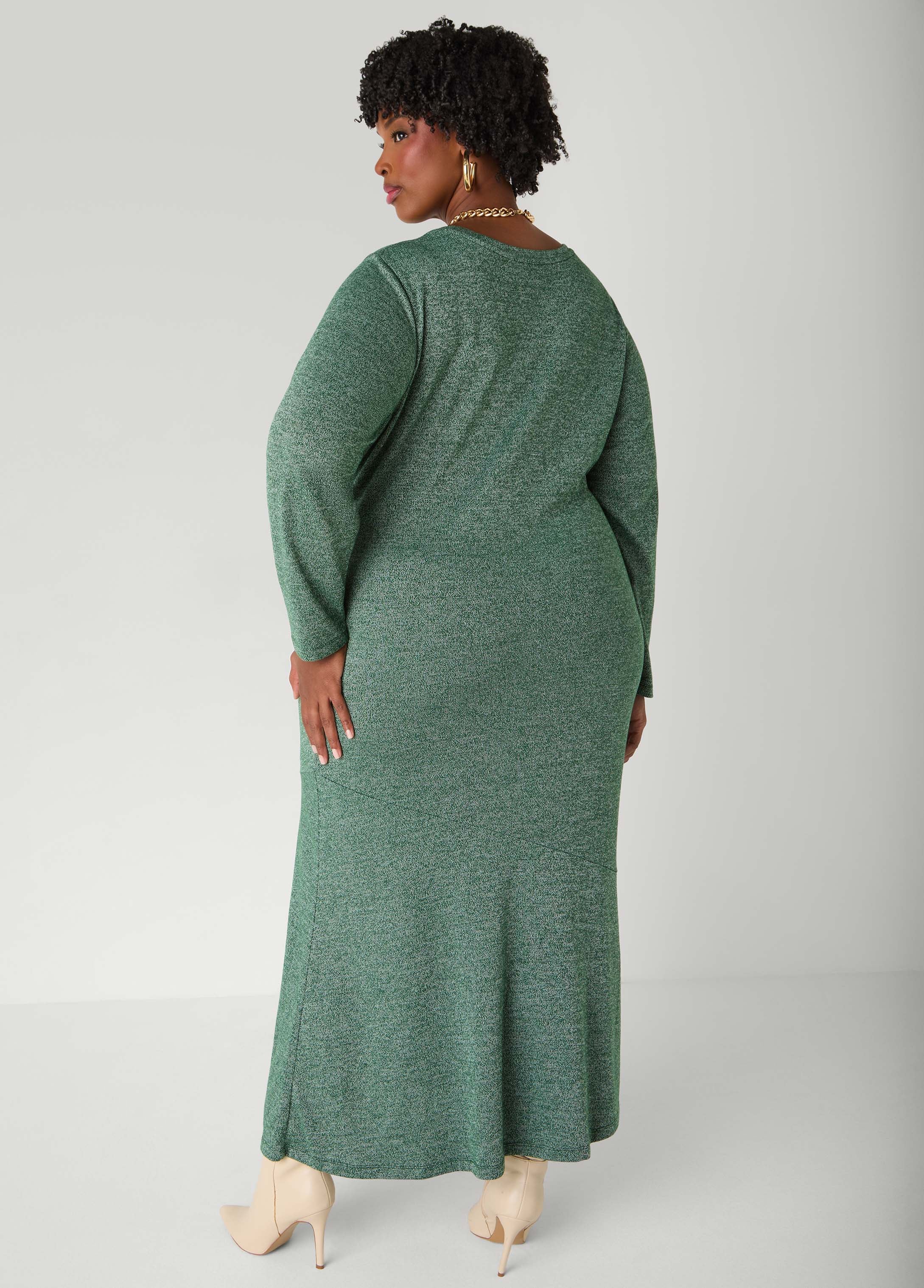 Gathered Marled T Shirt Maxi Dress - Image 9