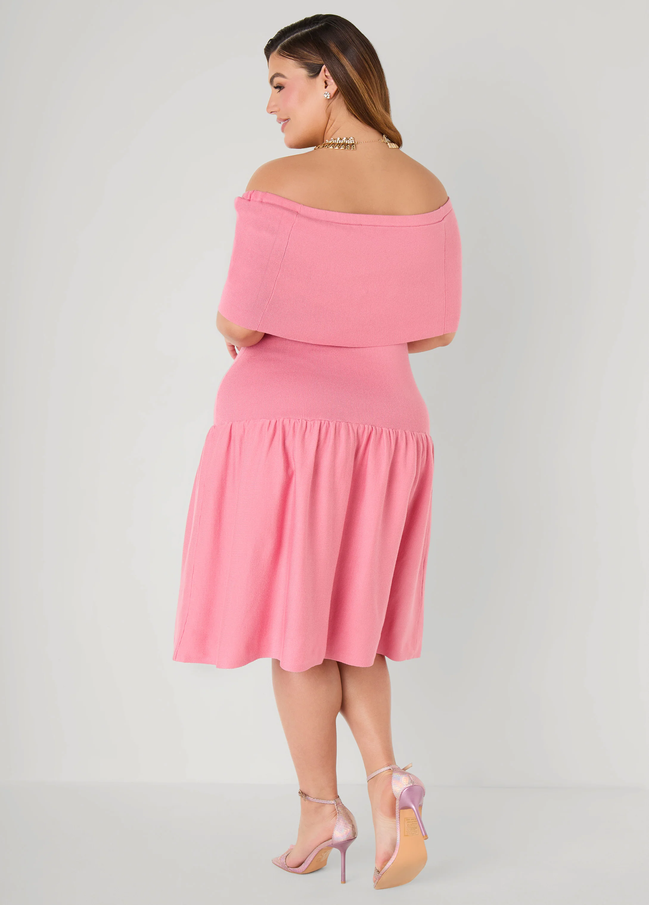 Off The Shoulder Sweater Dress - Image 2