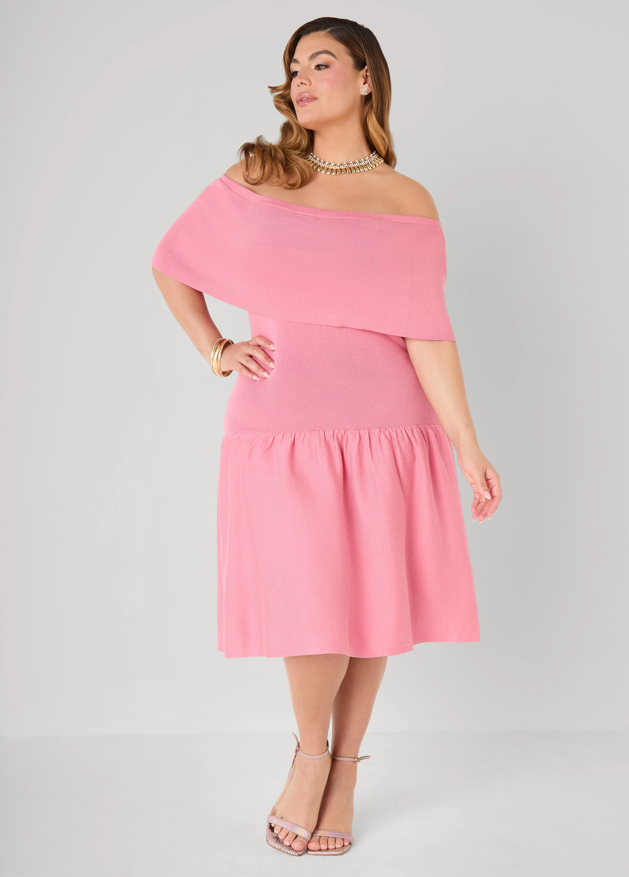 Off The Shoulder Sweater Dress - Image 3