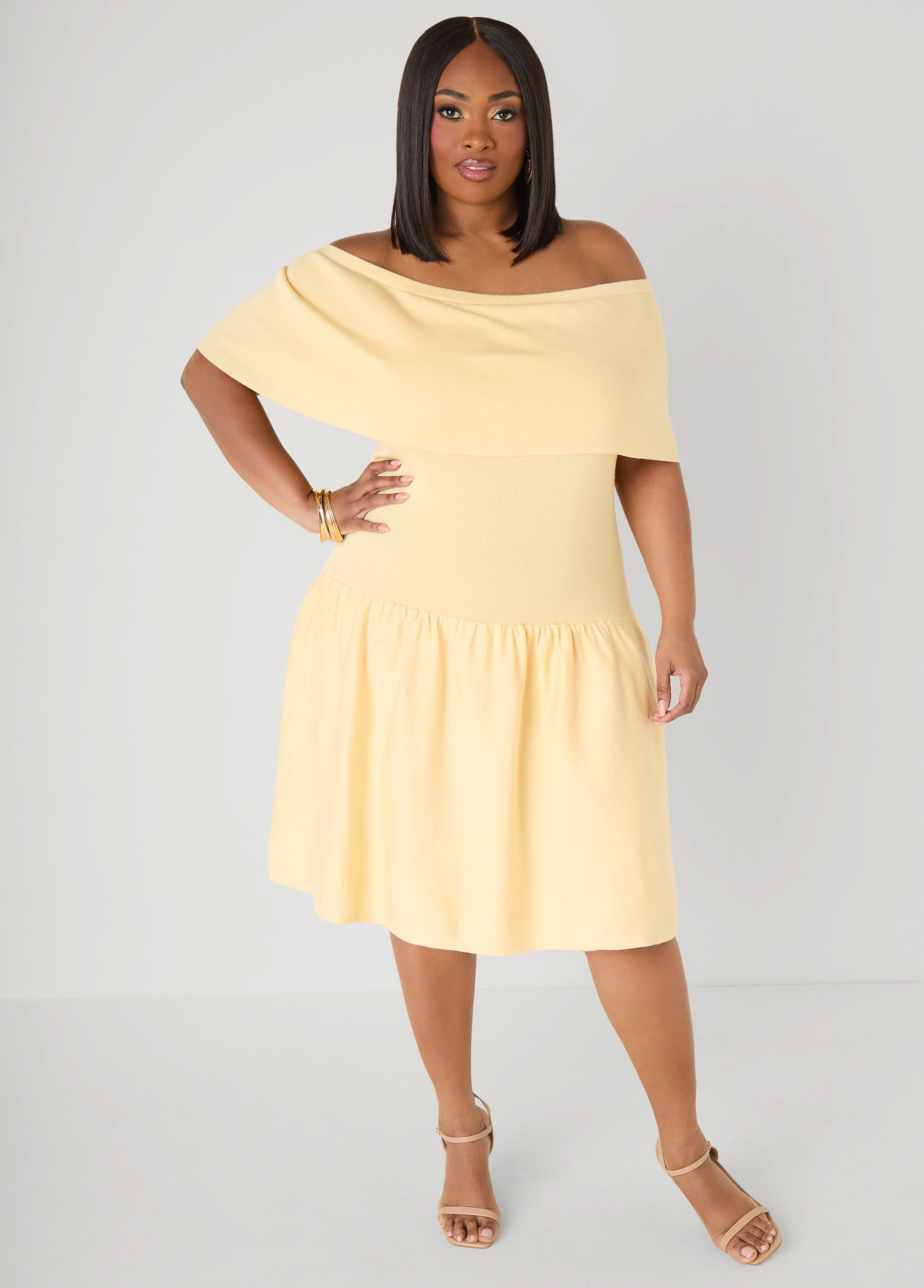 Off The Shoulder Sweater Dress - Image 4