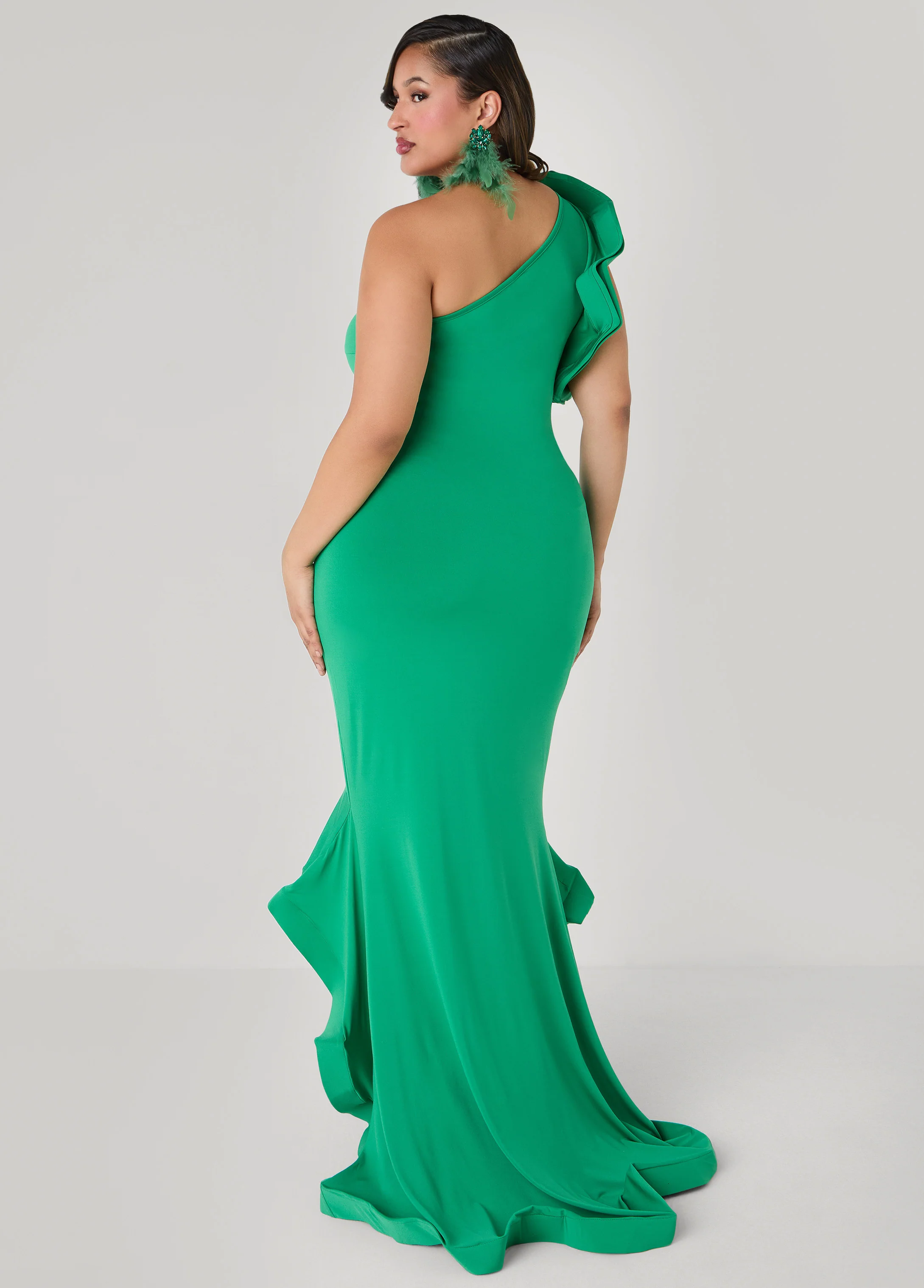 Ruffled One Shoulder Gown - Image 2