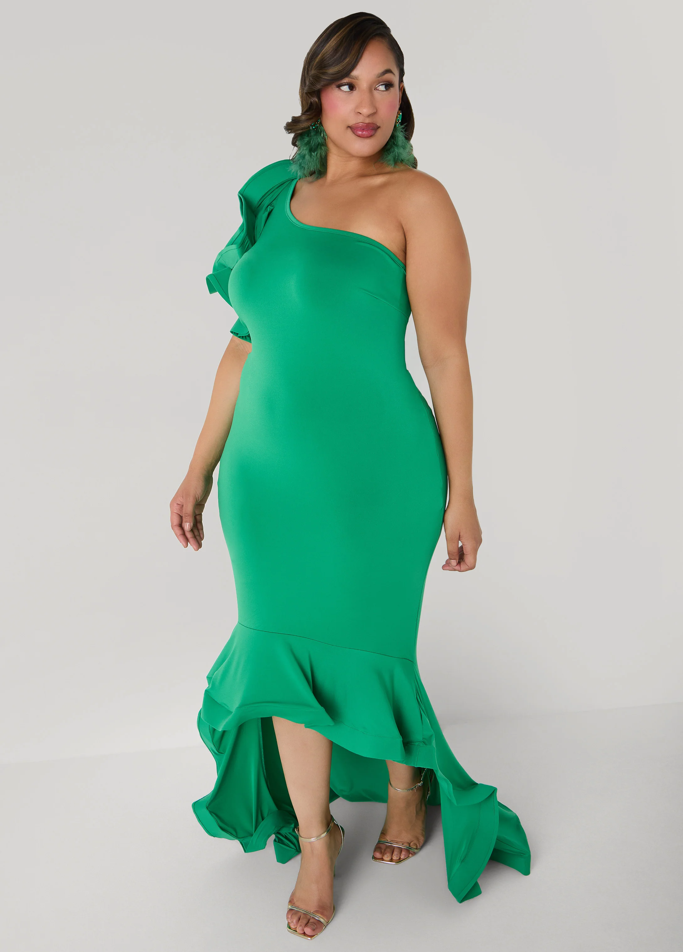 Ruffled One Shoulder Gown - Image 4