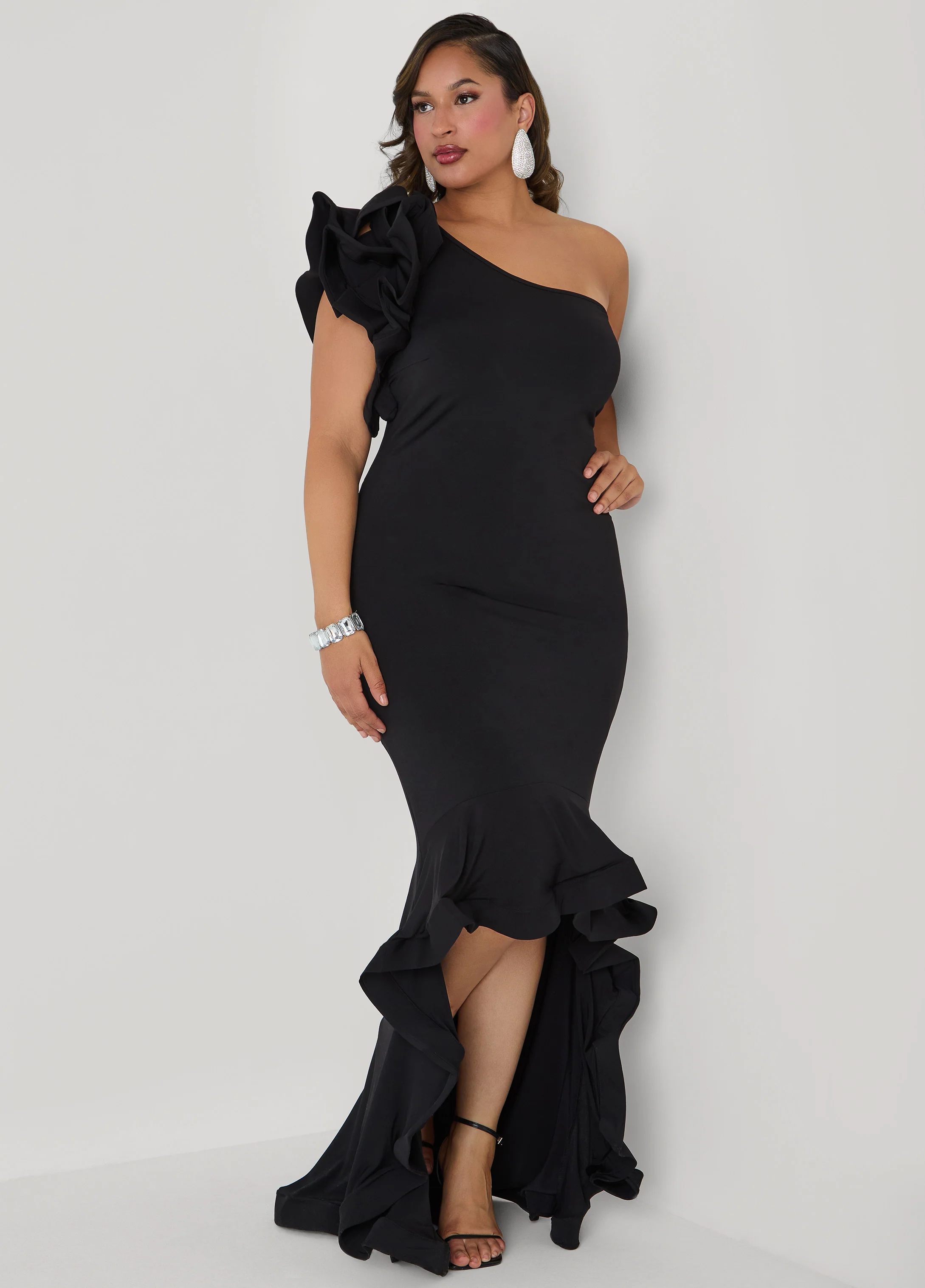 Ruffled One Shoulder Gown - Image 6