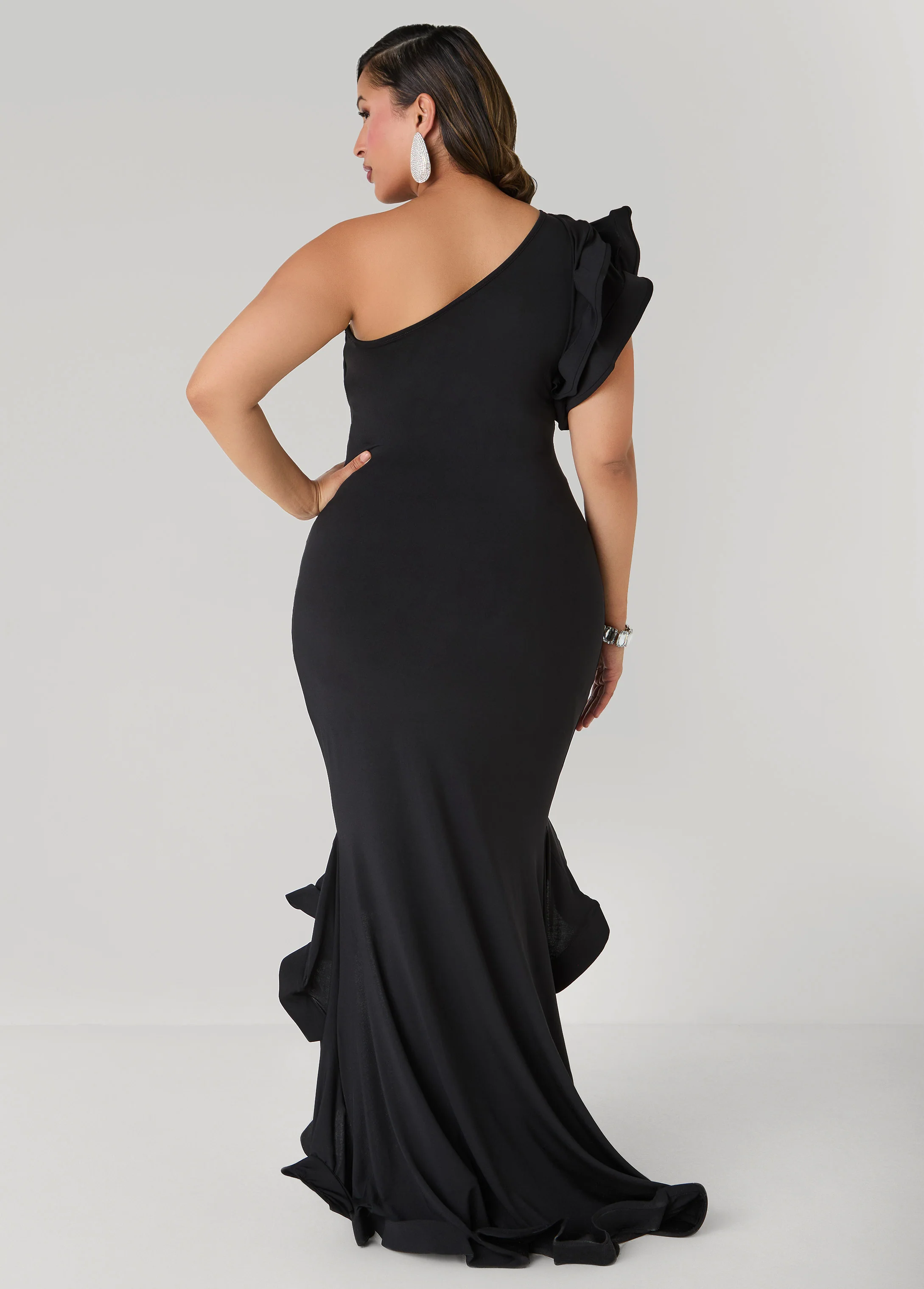 Ruffled One Shoulder Gown - Image 7
