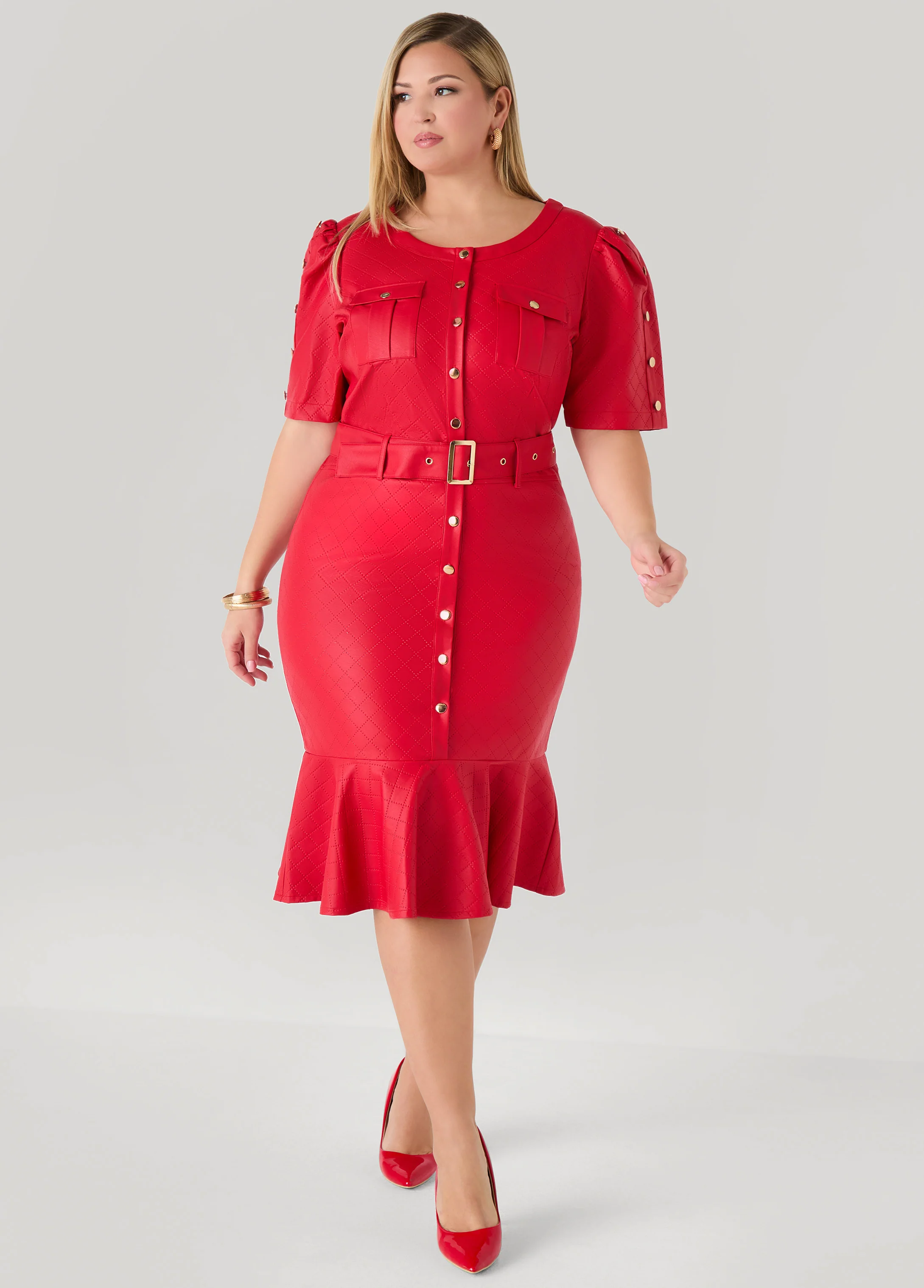 Perforated Faux Leather Dress - Image 3