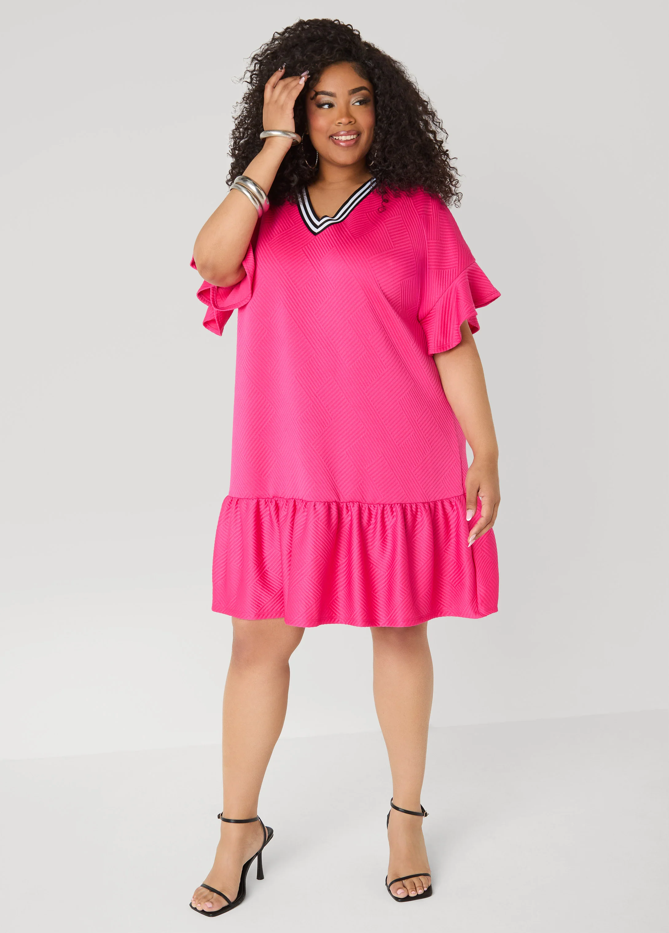 Ruffled Textured Babydoll Dress - Image 9