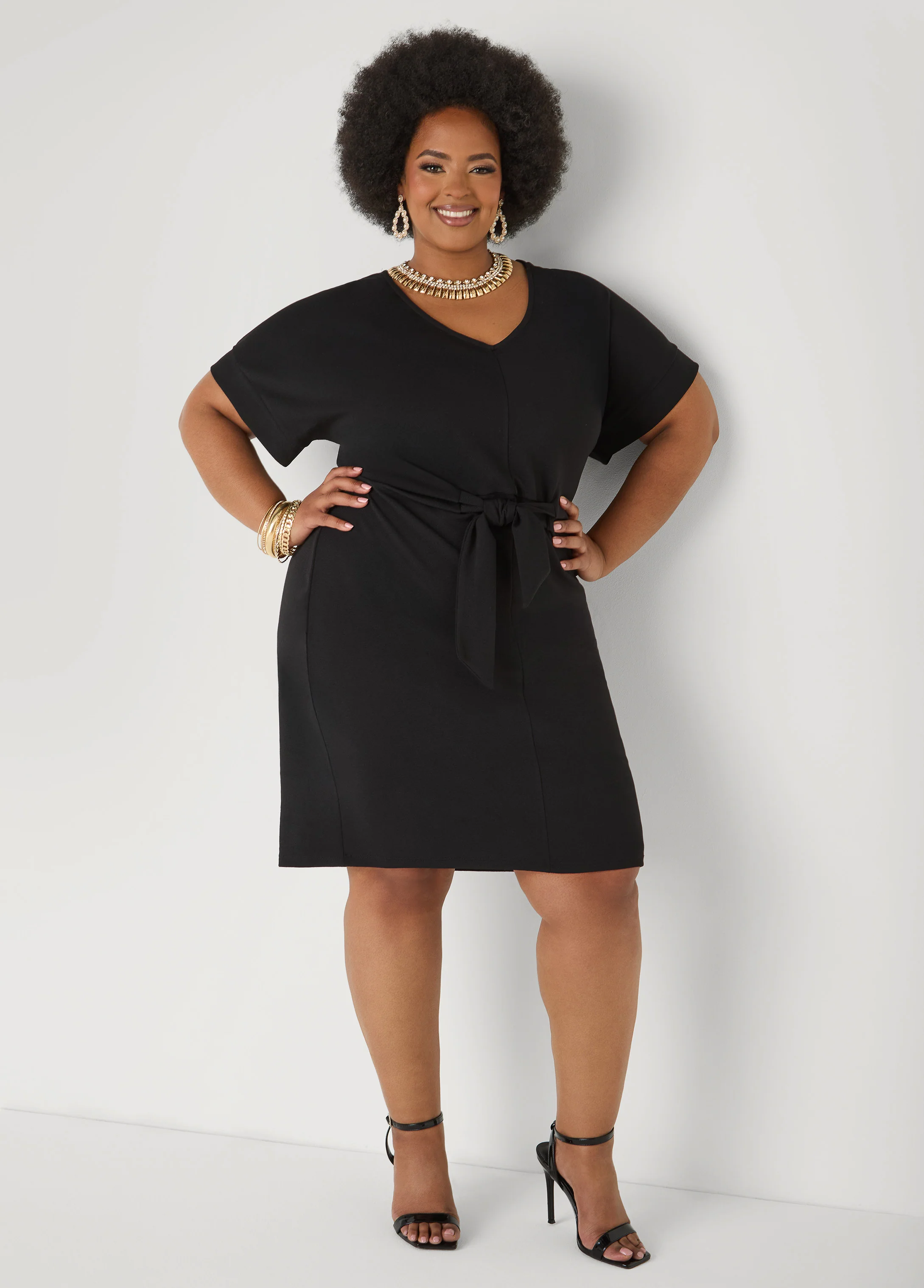 Textured Tie Front Dress - Image 5