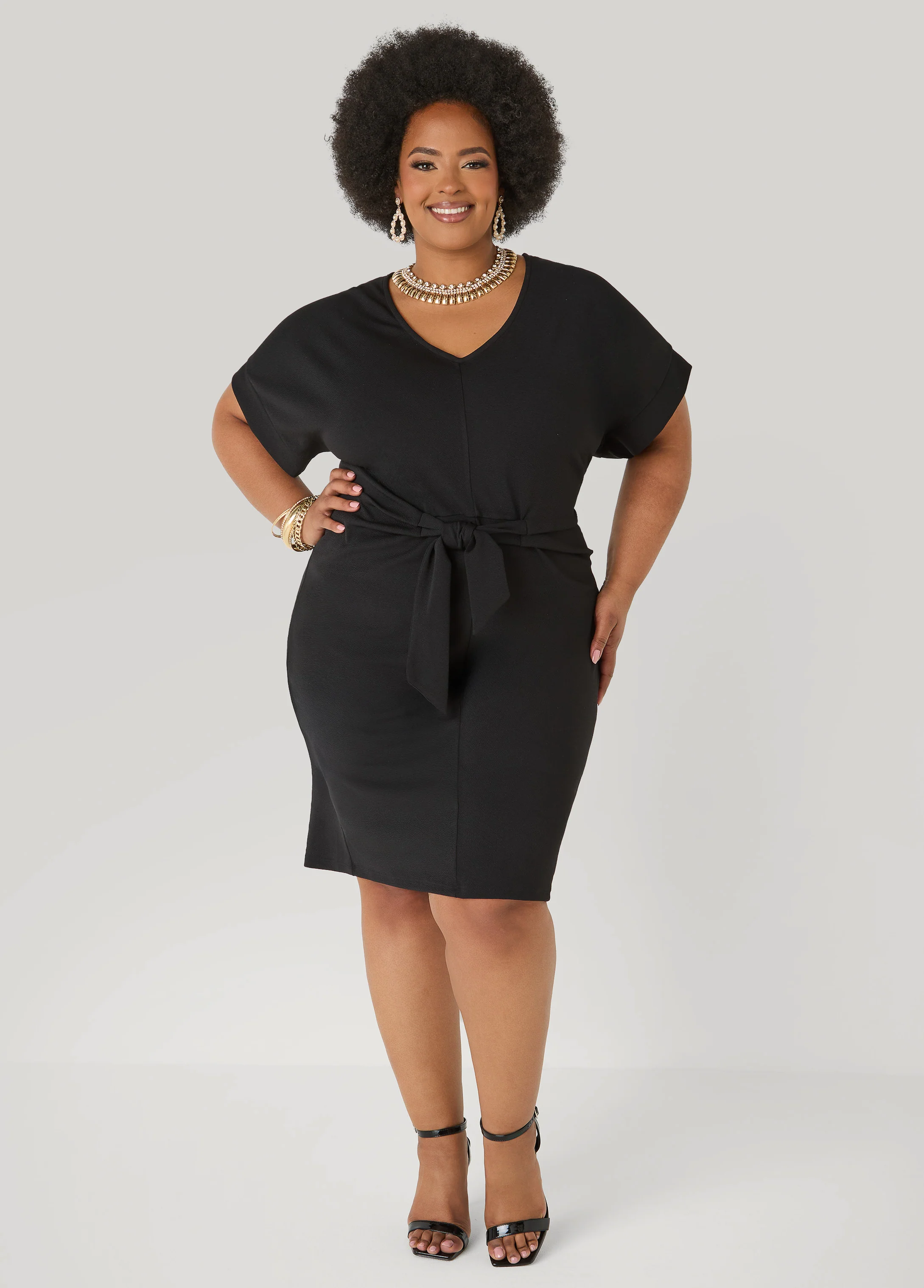 Textured Tie Front Dress - Image 7