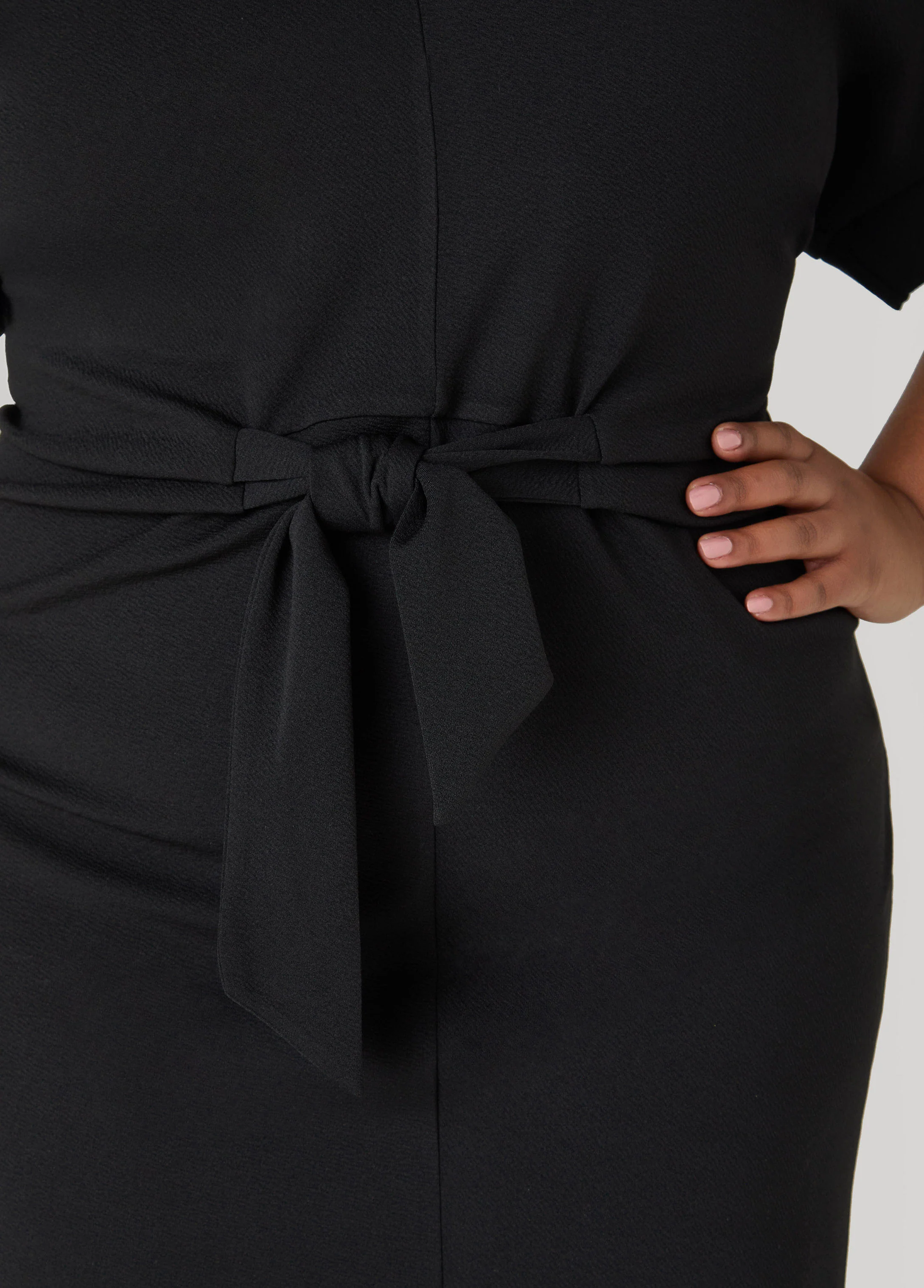 Textured Tie Front Dress - Image 8