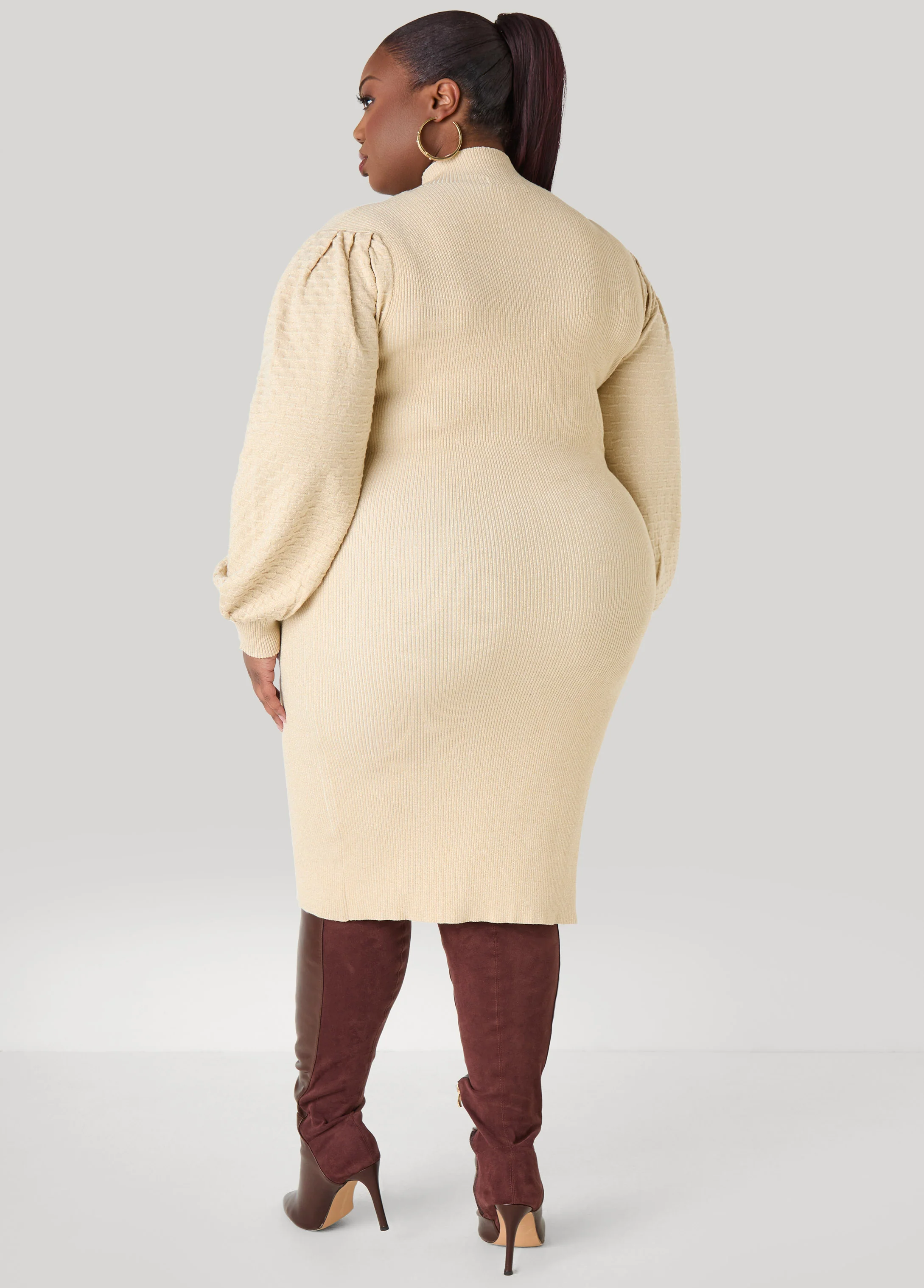Textured Metallic Sweater Dress - Image 2